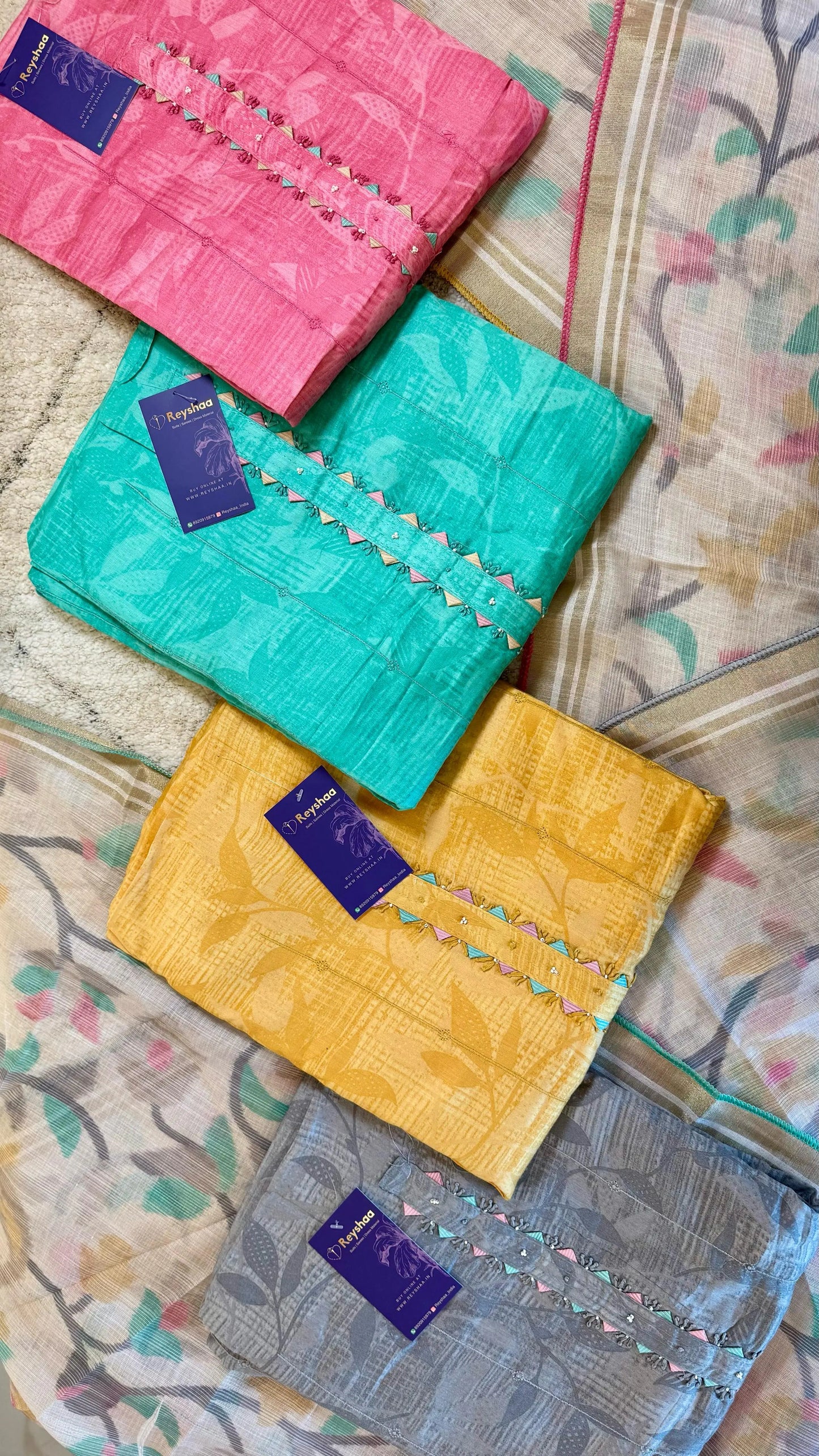 Women Jam Cotton Embroidered Suit Dress Material Reyshaa