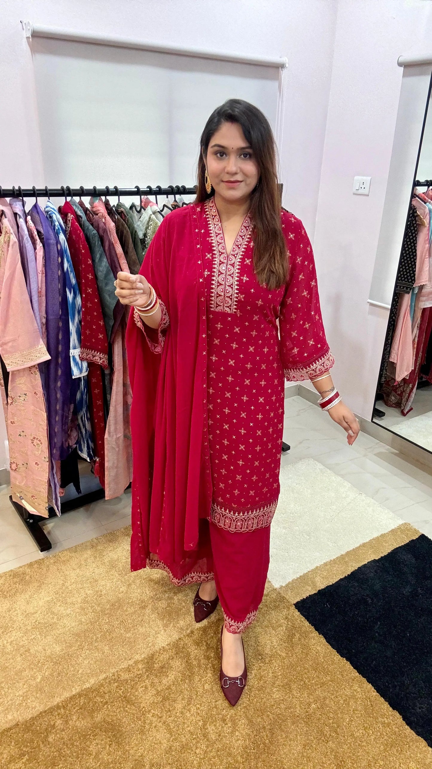 Women Pure Georgette Readymade Suit Set