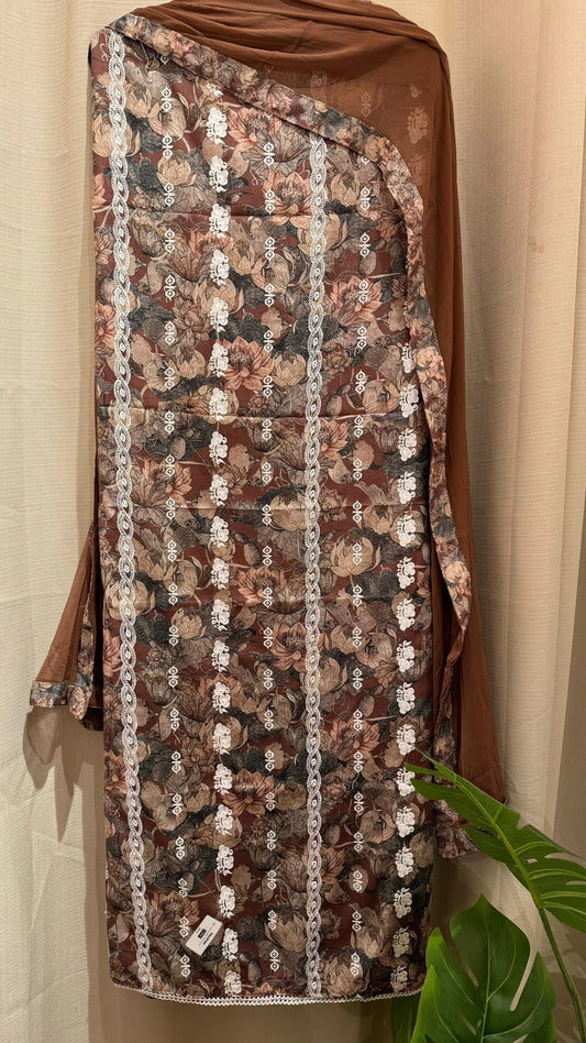 Women Rayon Chikankari Suit Dress Material