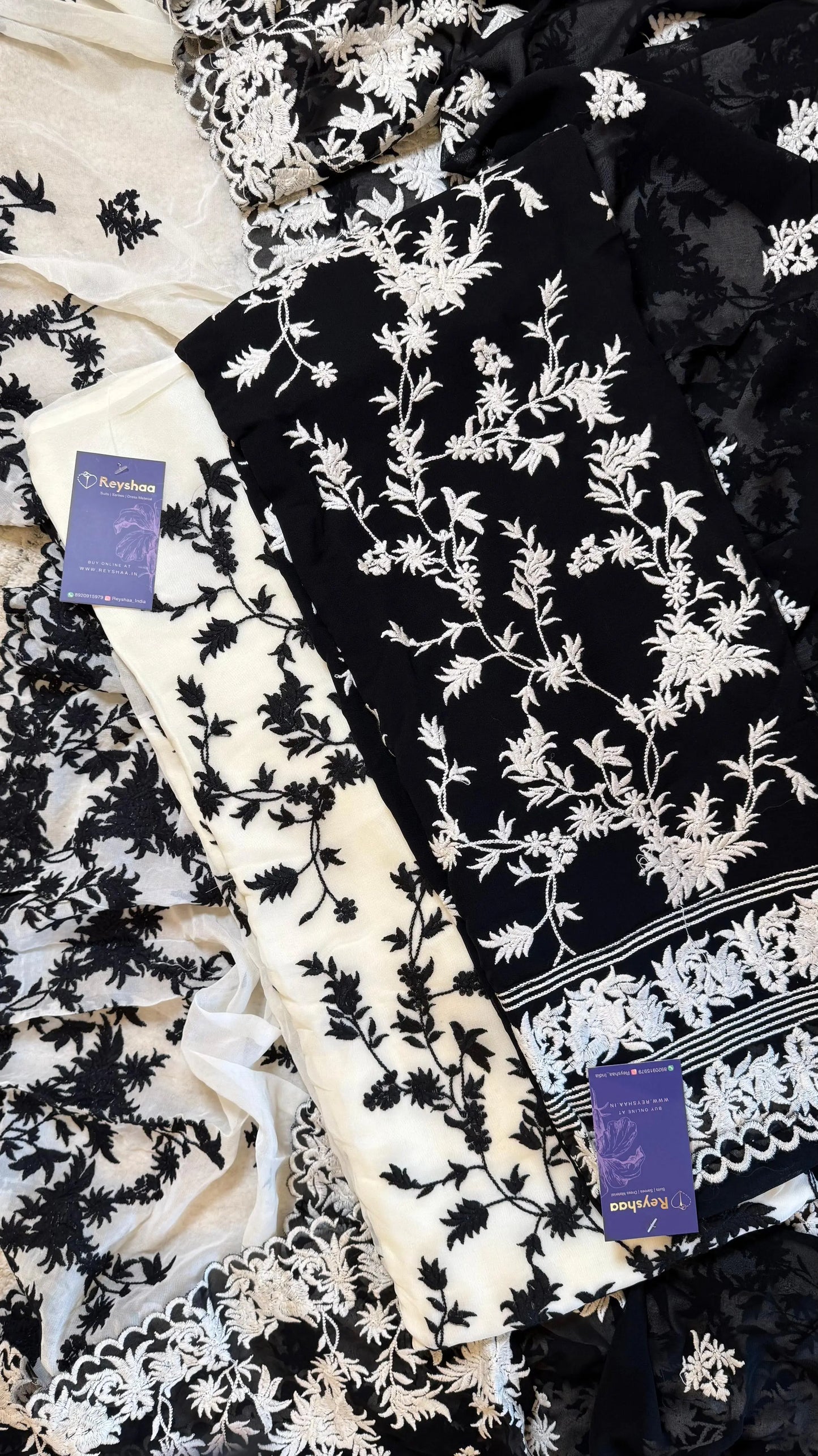 Women Pure Georgette All Over Jaal Embroidery Suit Dress Material Reyshaa