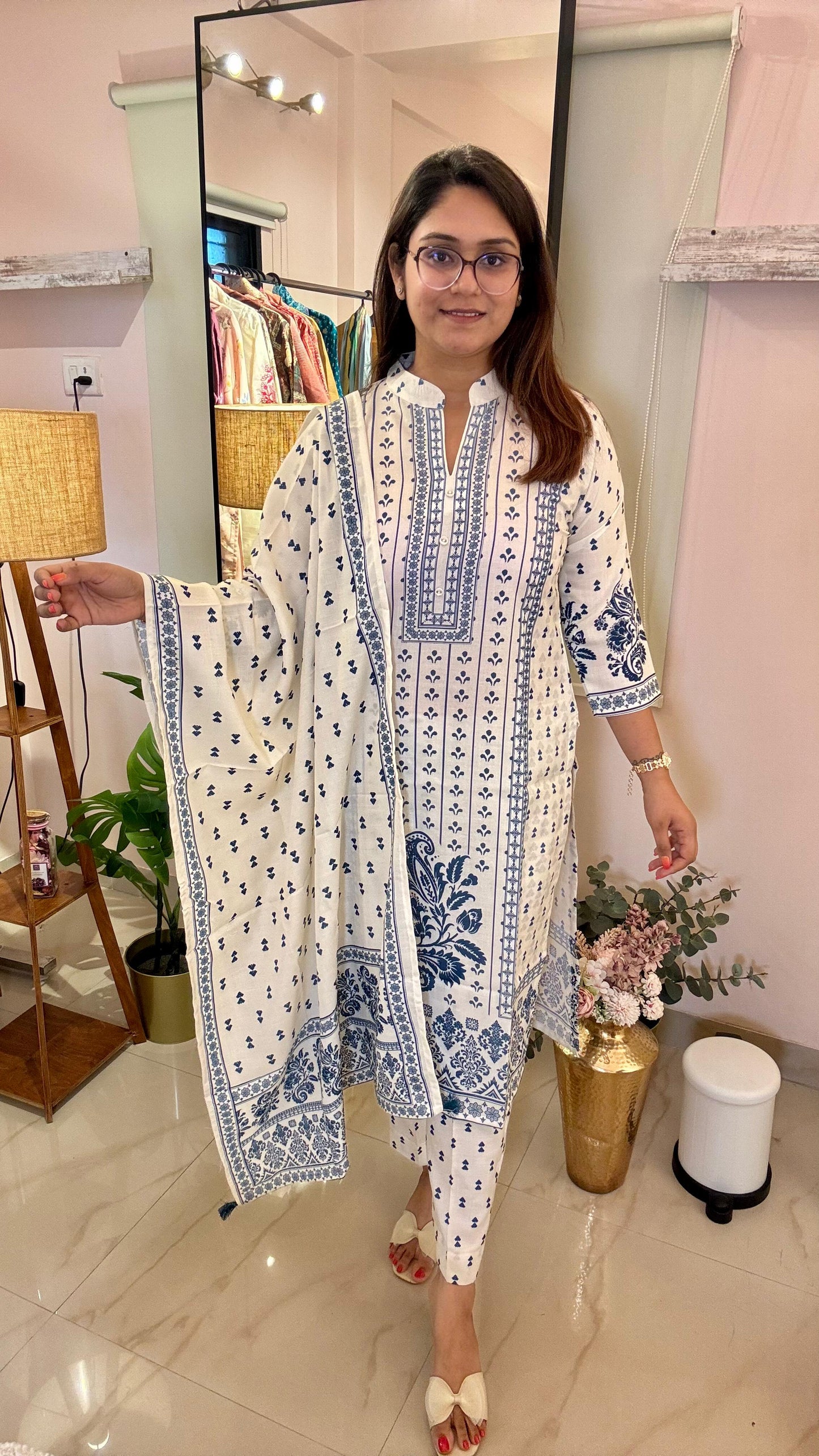 Women Anita Dongre-Inspired Printed Poly Crepe Readymade Suit Set
