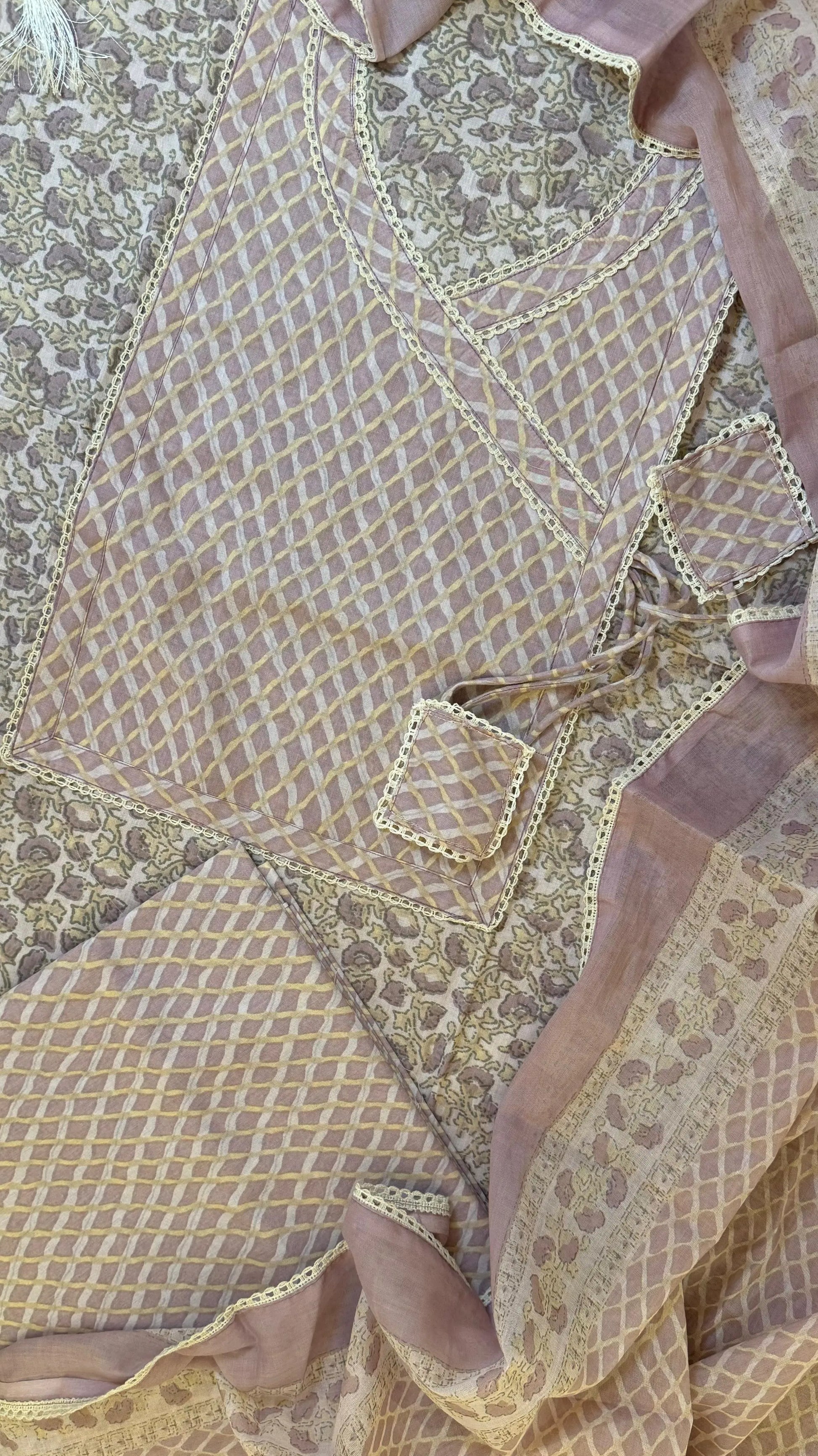 Women Cambric Cotton Printed Anrakha Suit Dress Material