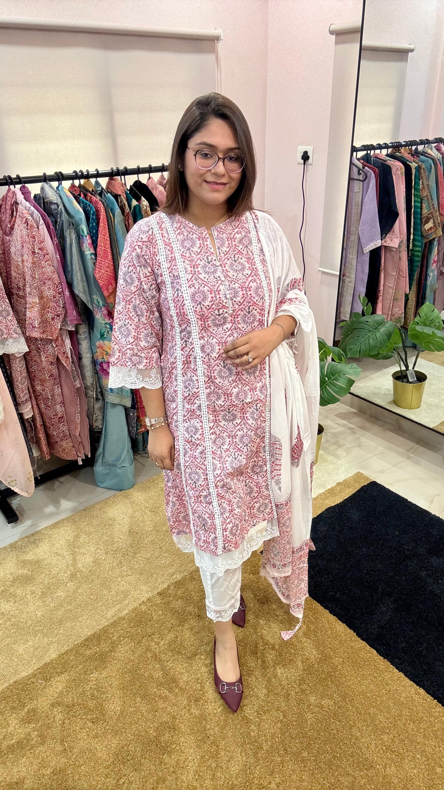 Women Pure Cotton Frock Style Readymade Suit Set