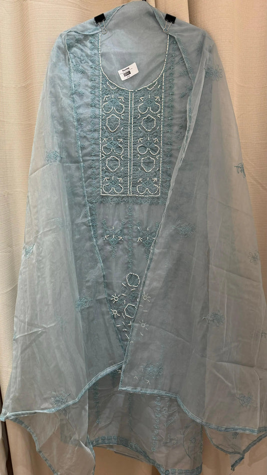 Women Organza Thread Embroidery Suit Dress Material Reyshaa