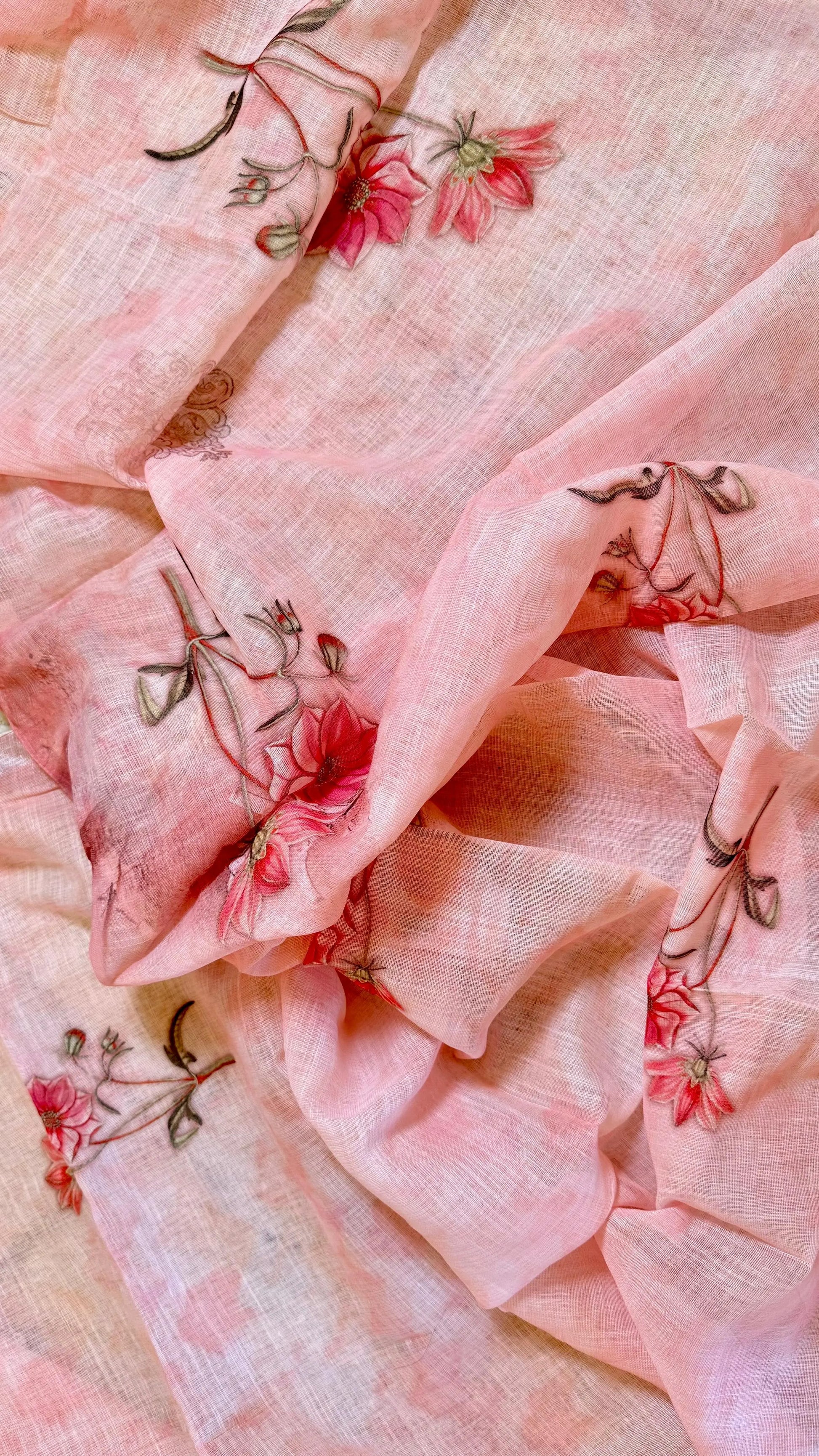 Women Elegant Floral Linen Cotton Suit Dress Material Reyshaa