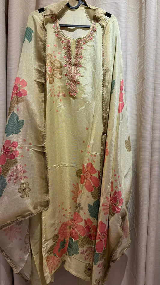 Women Tissue Silk Digital Print Suit Dress Material