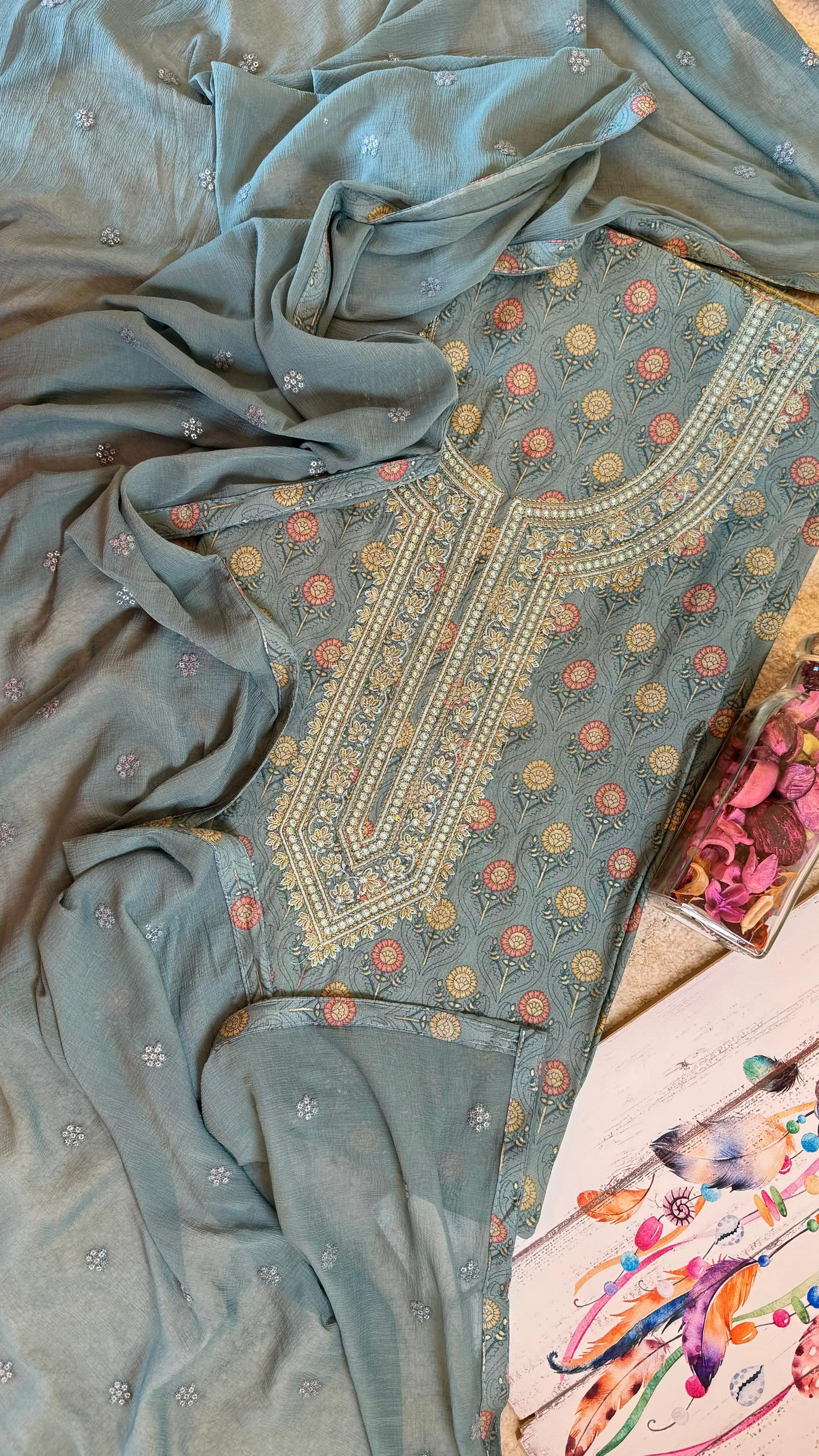 Women Pure Muslin Printed Suit Dress Material