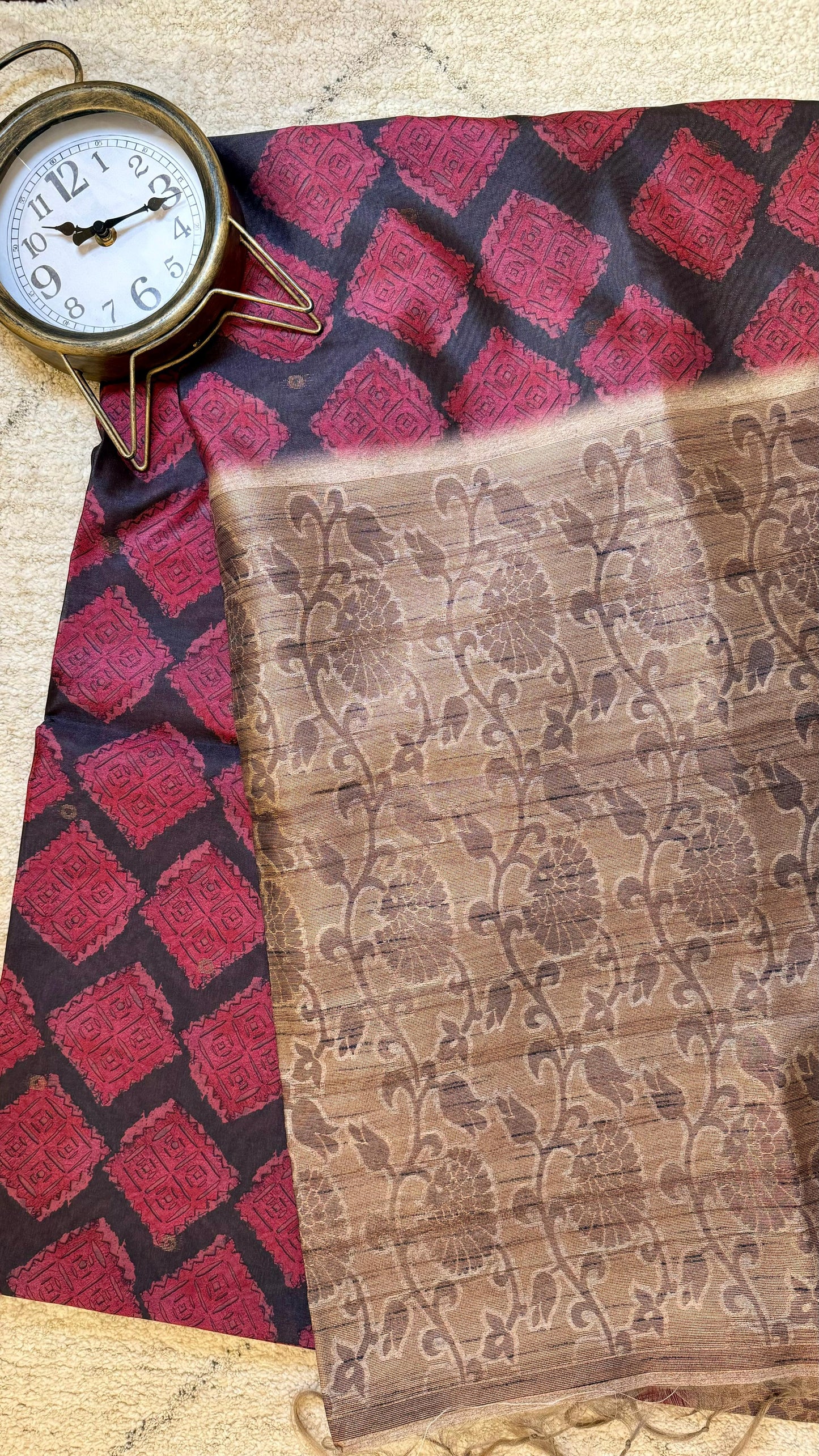 Women Bangalore Silk Boota Madhubani Saree