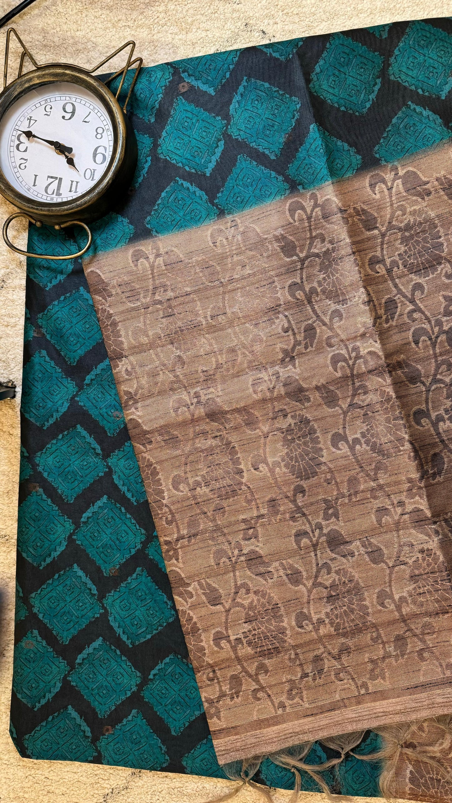 Women Bangalore Silk Boota Madhubani Saree