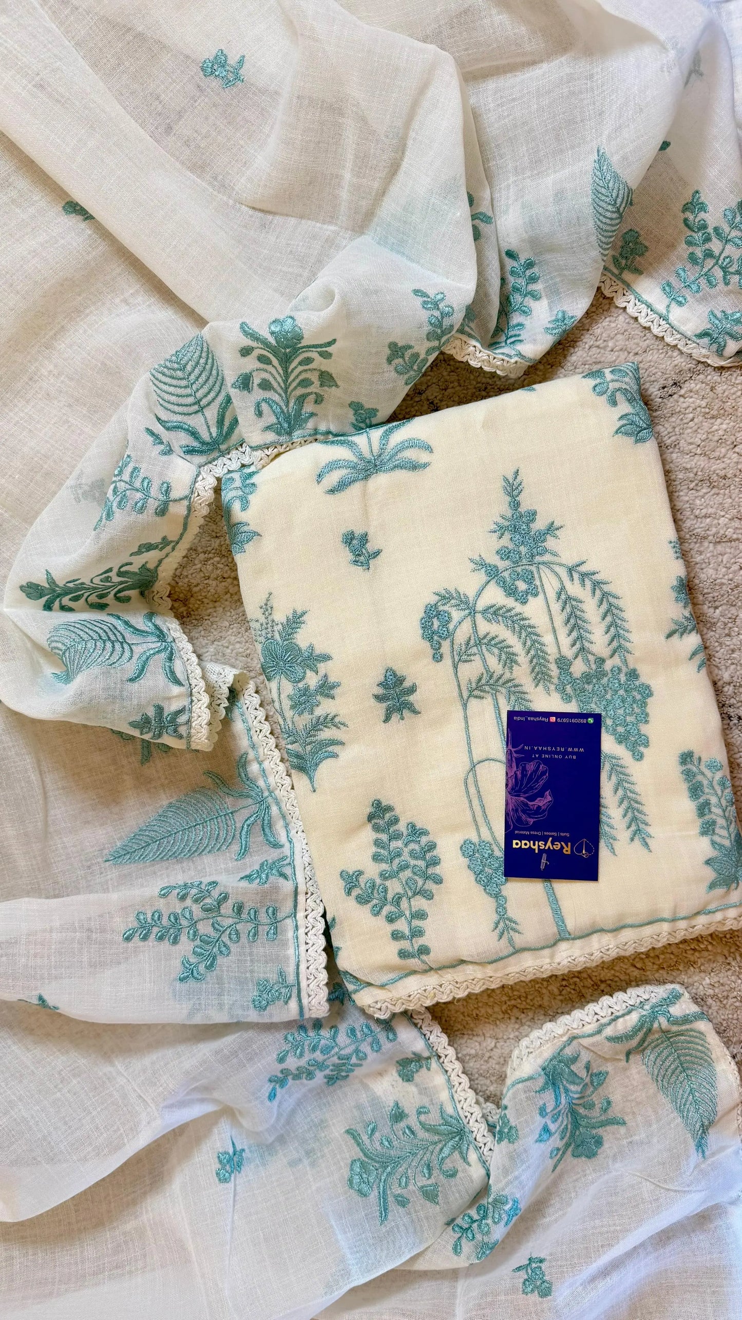 Women Linen Cotton Embroidered Suit Dress Material Reyshaa