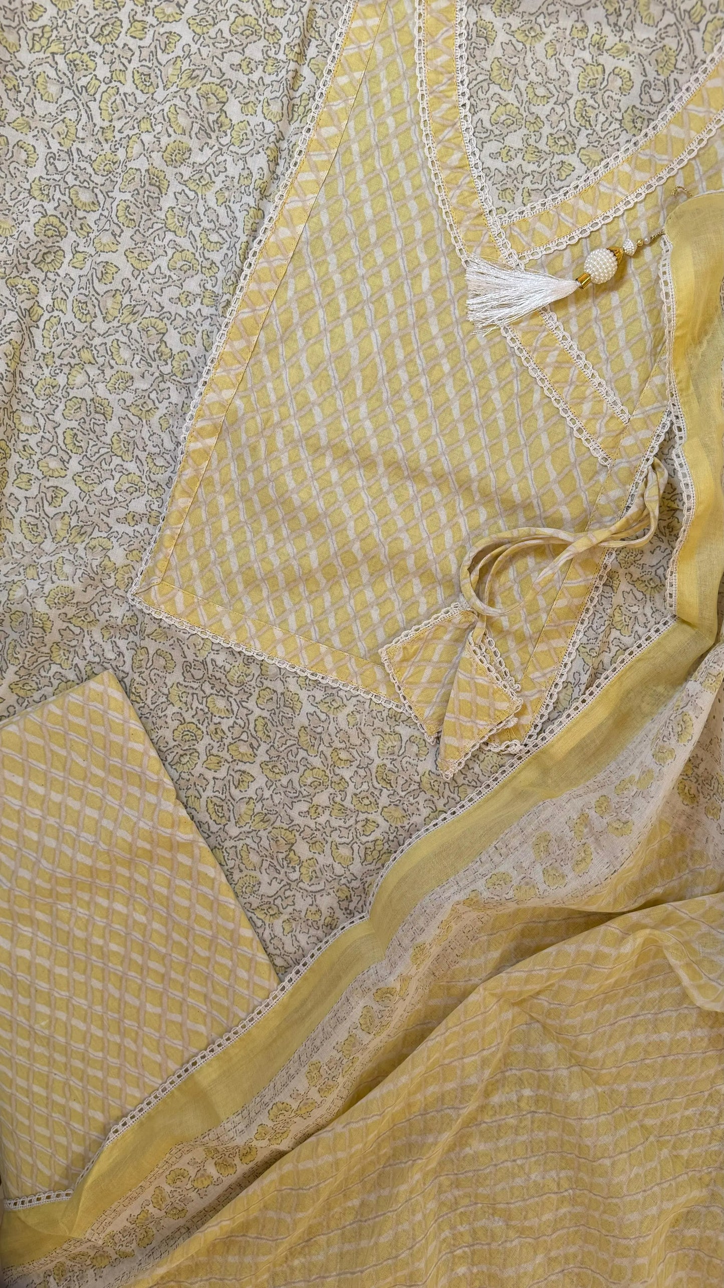 Women Cambric Cotton Printed Anrakha Suit Dress Material