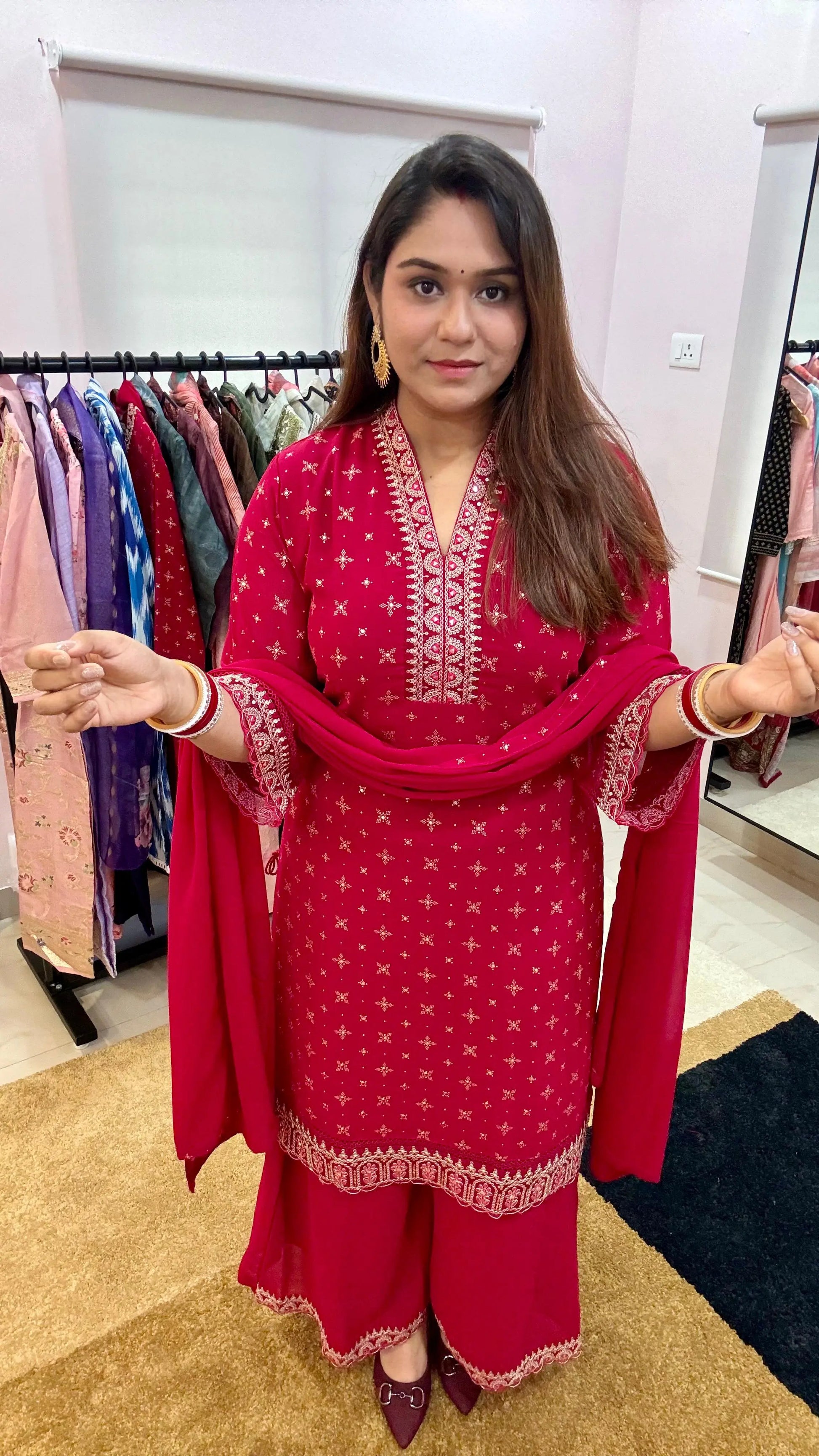 Women Pure Georgette Readymade Suit Set