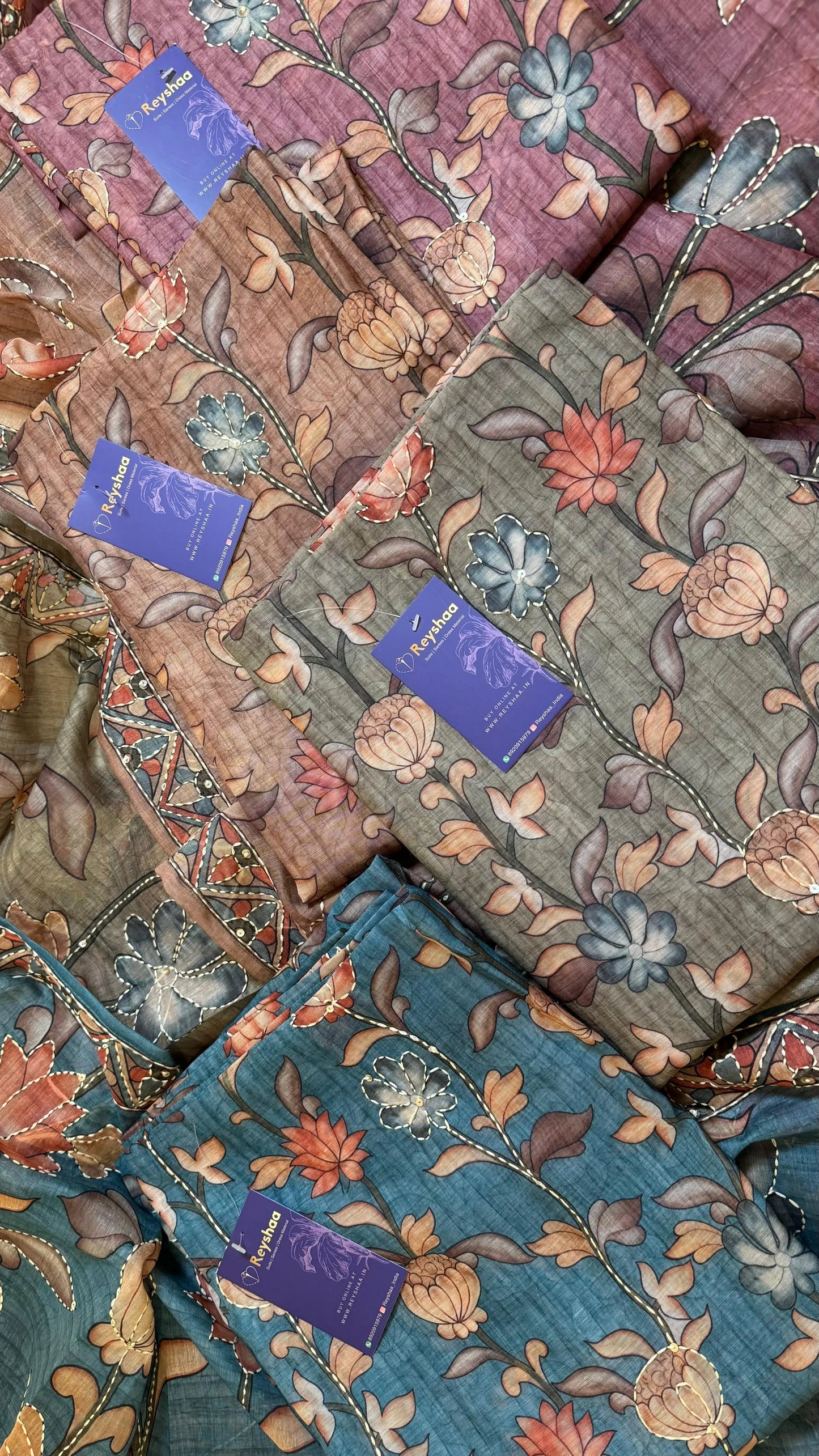 Women Pichwai Printed Kantha Work Chanderi Suit Dress Material Reyshaa