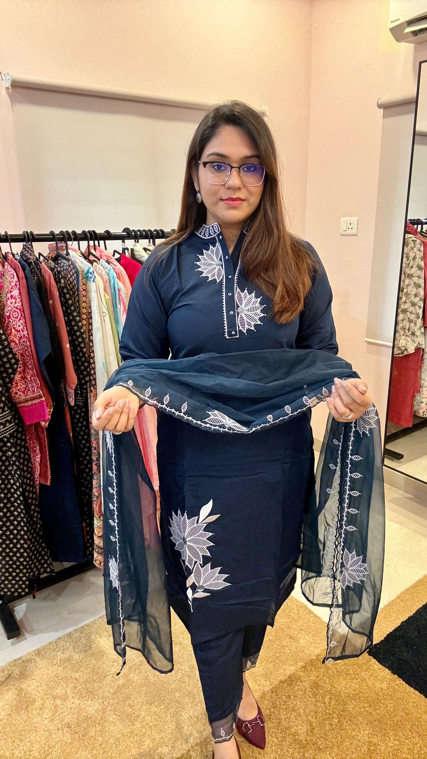 Women Roman Silk Readymade Suit Set