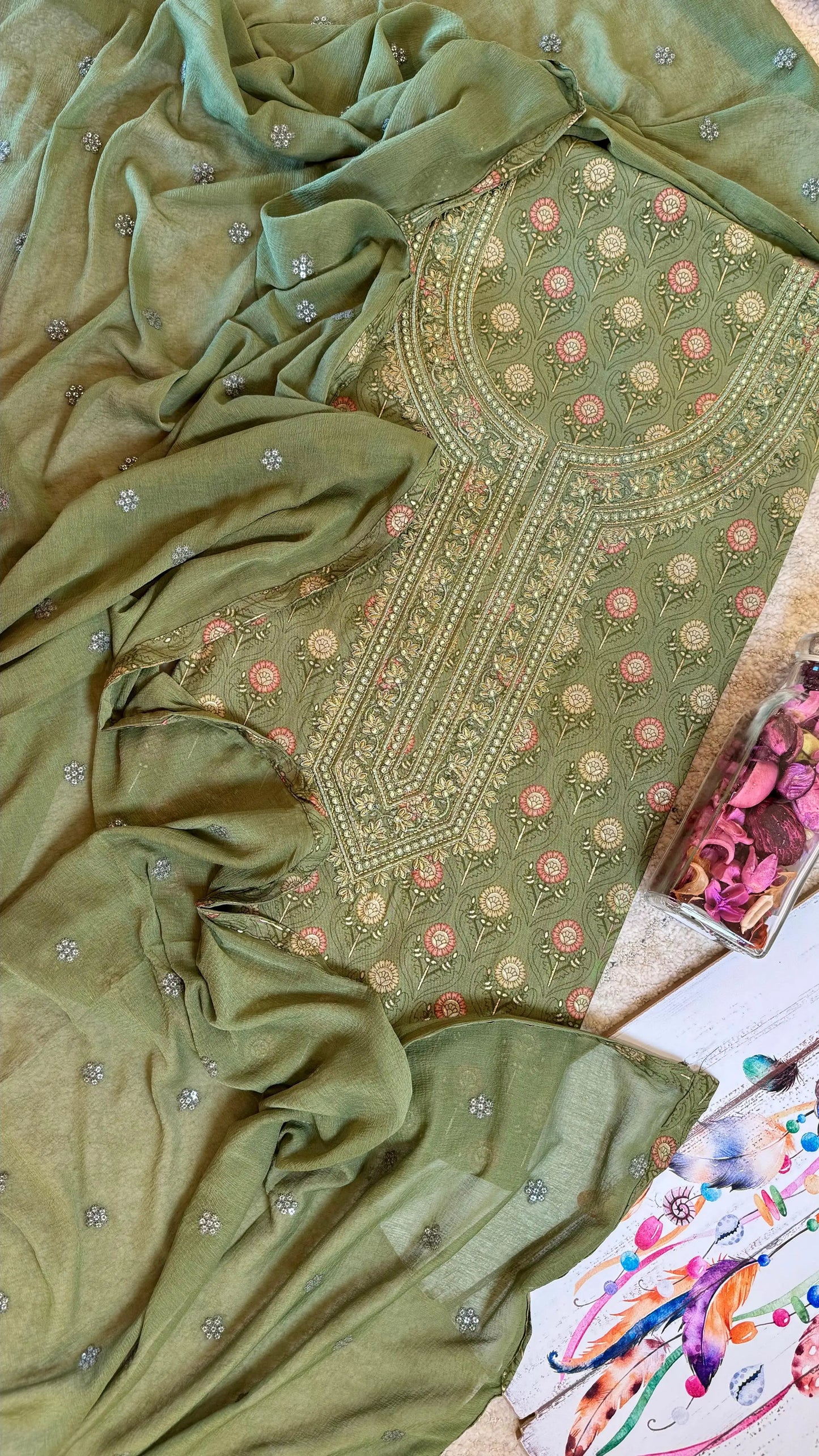 Women Pure Muslin Printed Suit Dress Material