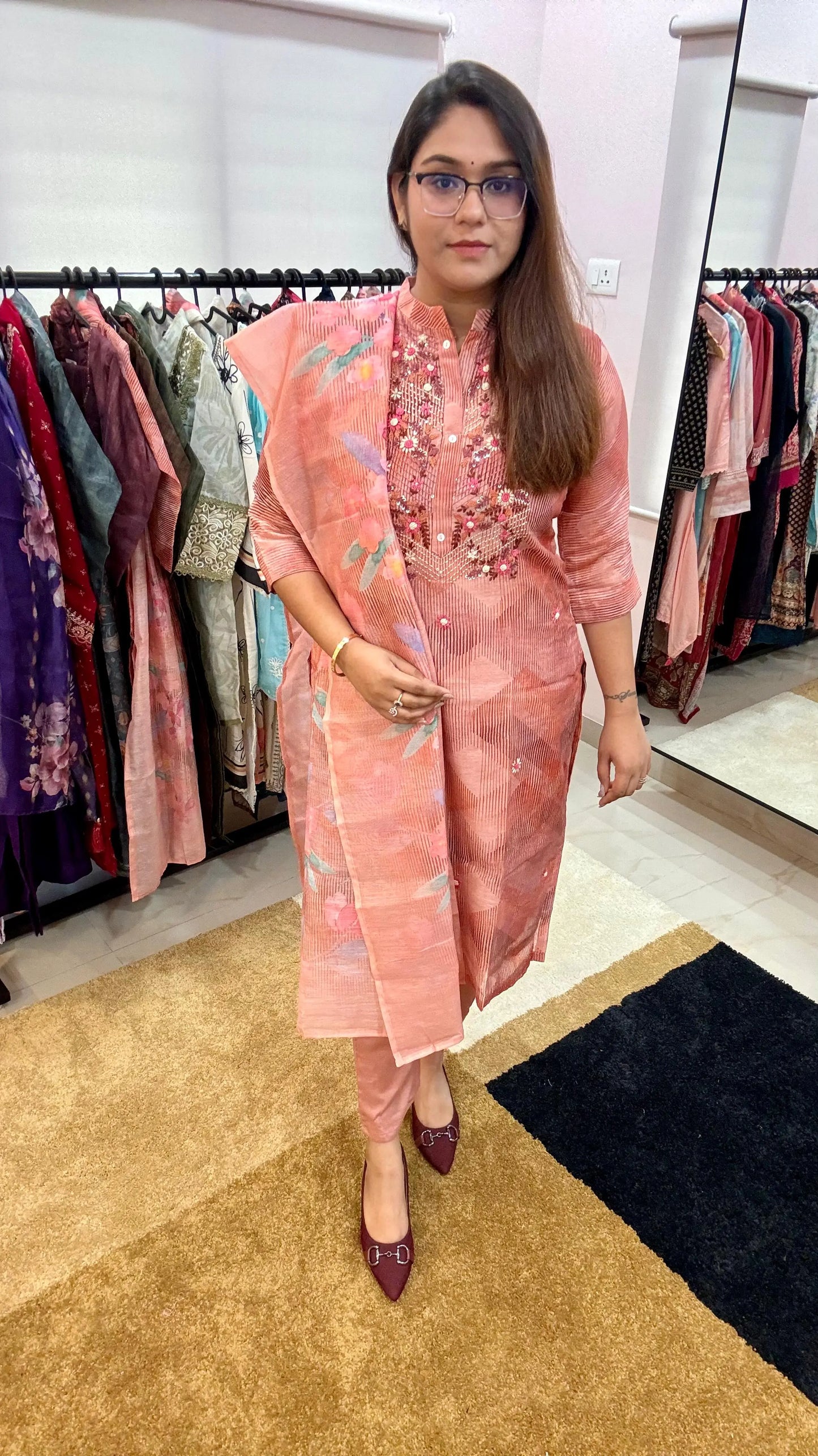 Women Chanderi Cotton Digital Print Readymade Suit Set