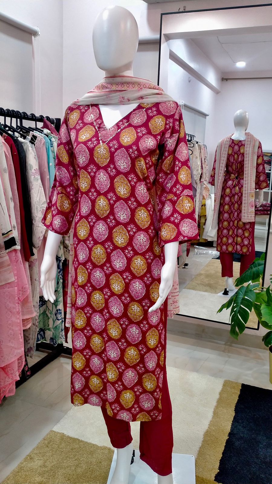 Women Printed Cotton Readymade Suit Set