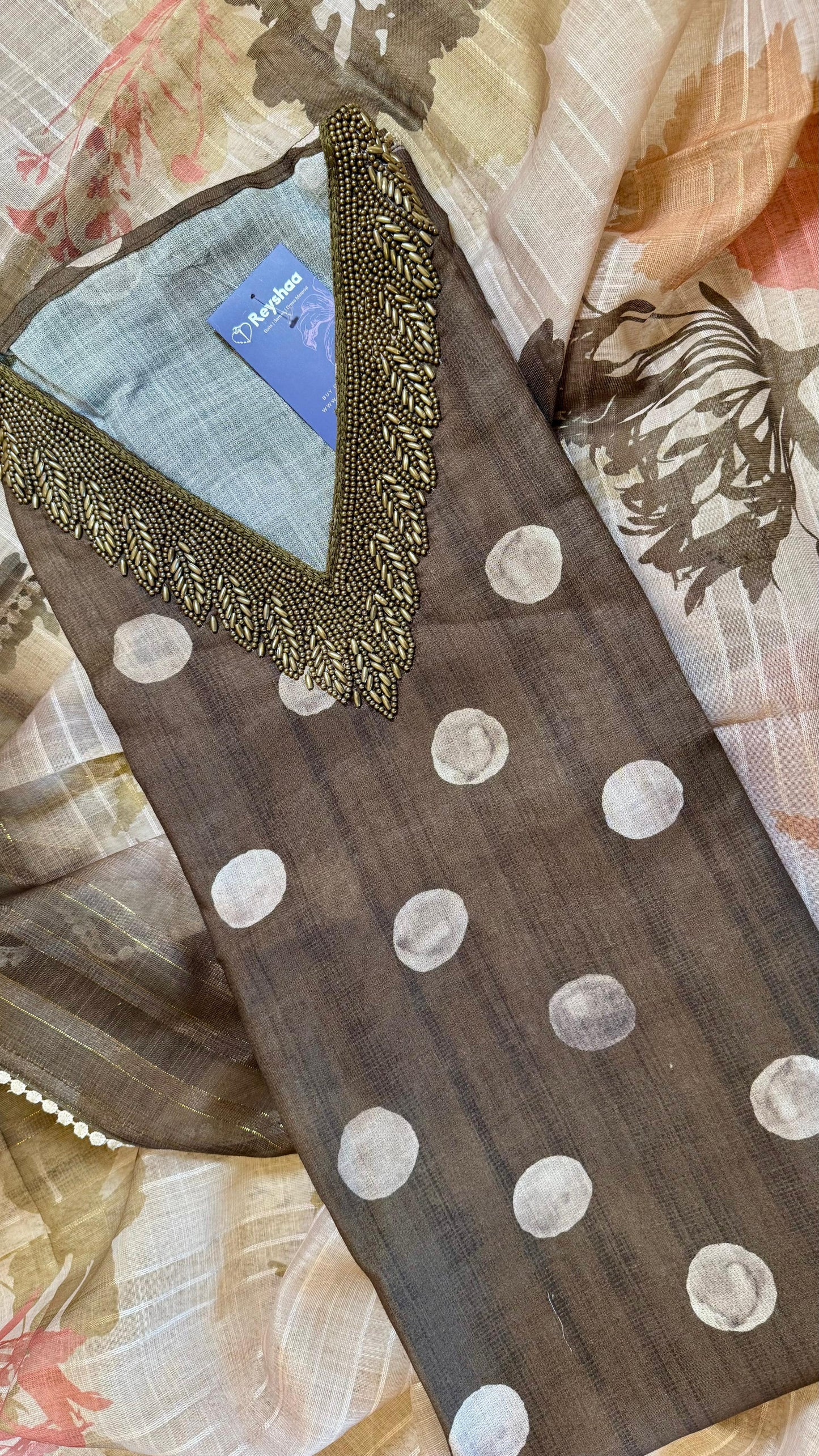 Women Maheshwari Cotton Polka Dot Print Suit Dress Material Reyshaa