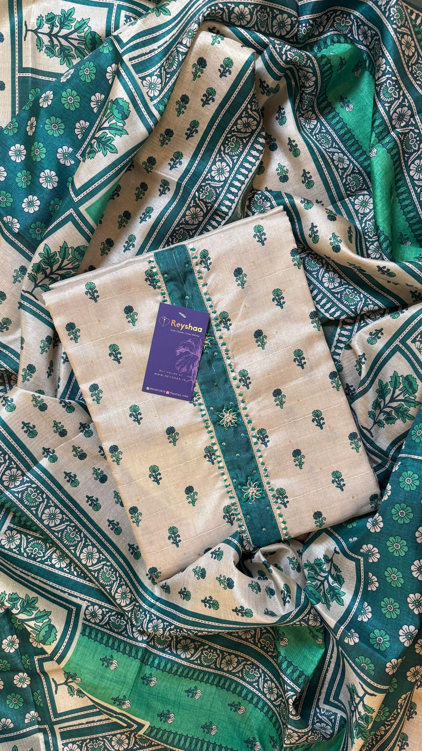 Women Handloom Tussar With Block Printing Silk Suit Dress Material Reyshaa