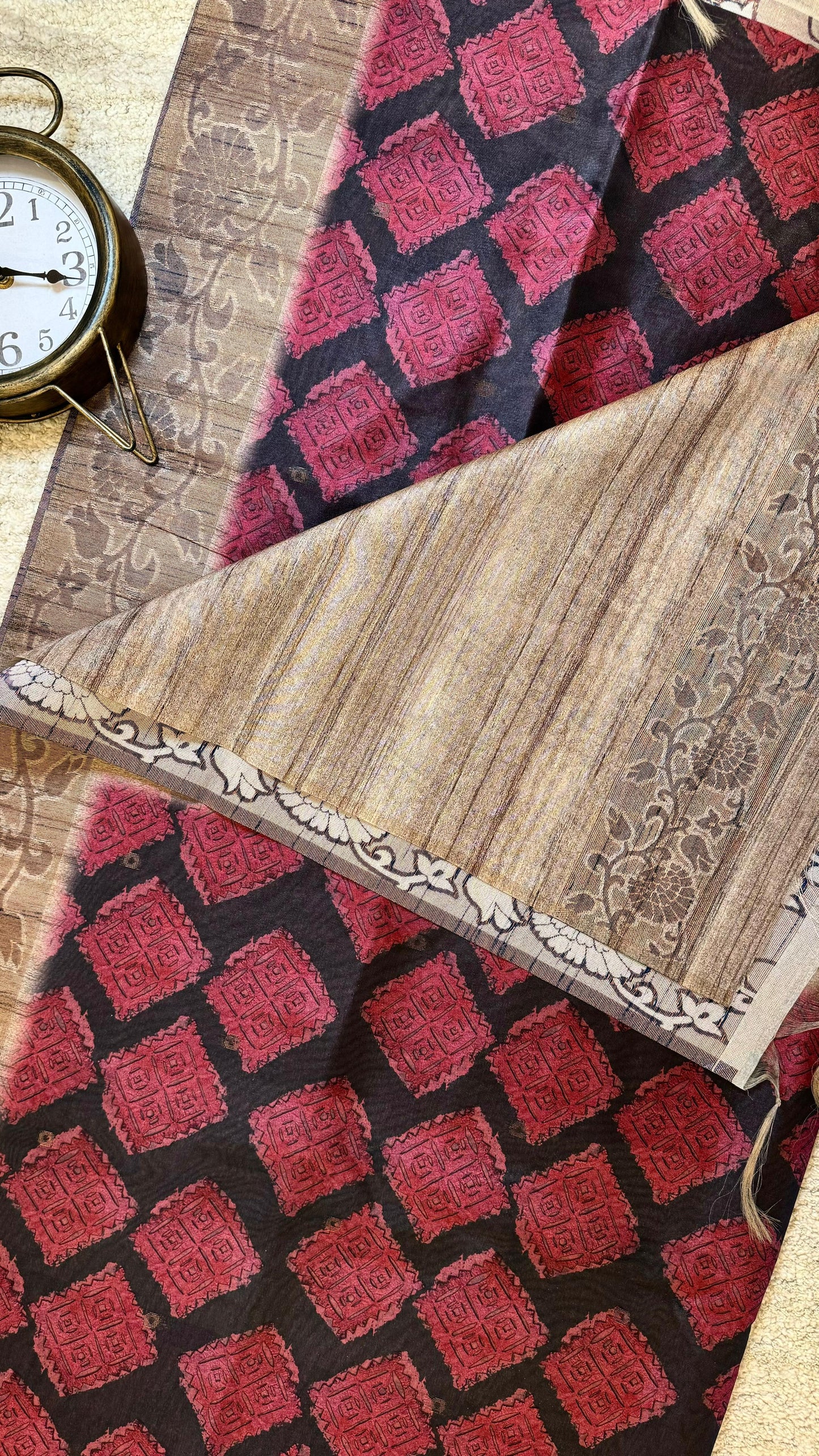 Women Bangalore Silk Boota Madhubani Saree