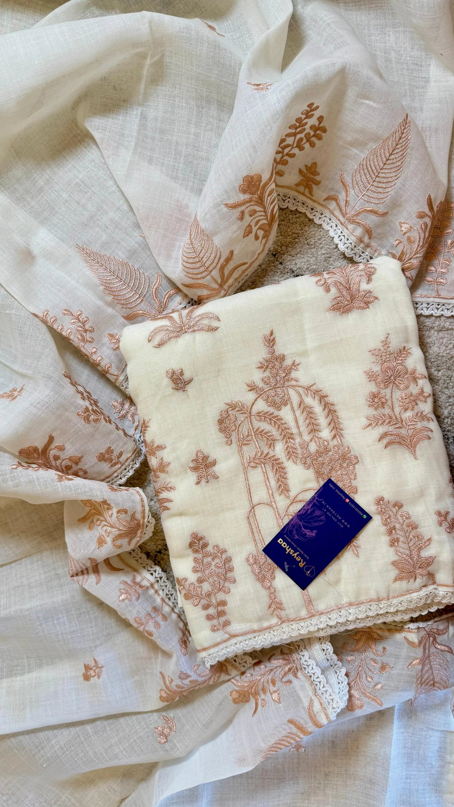 Women Linen Cotton Embroidered Suit Dress Material Reyshaa