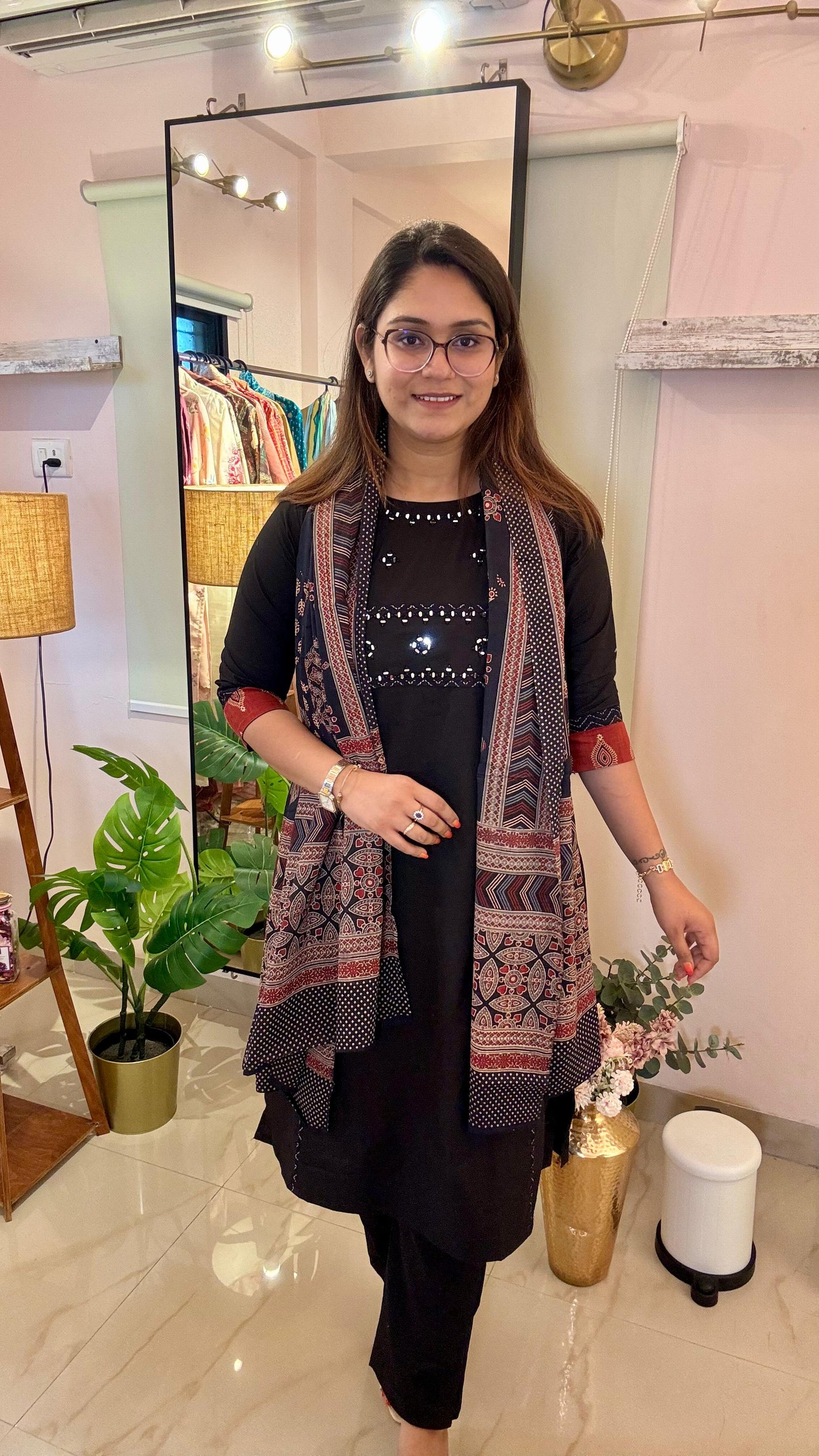 Women Mirror Work Readymade Suit Set