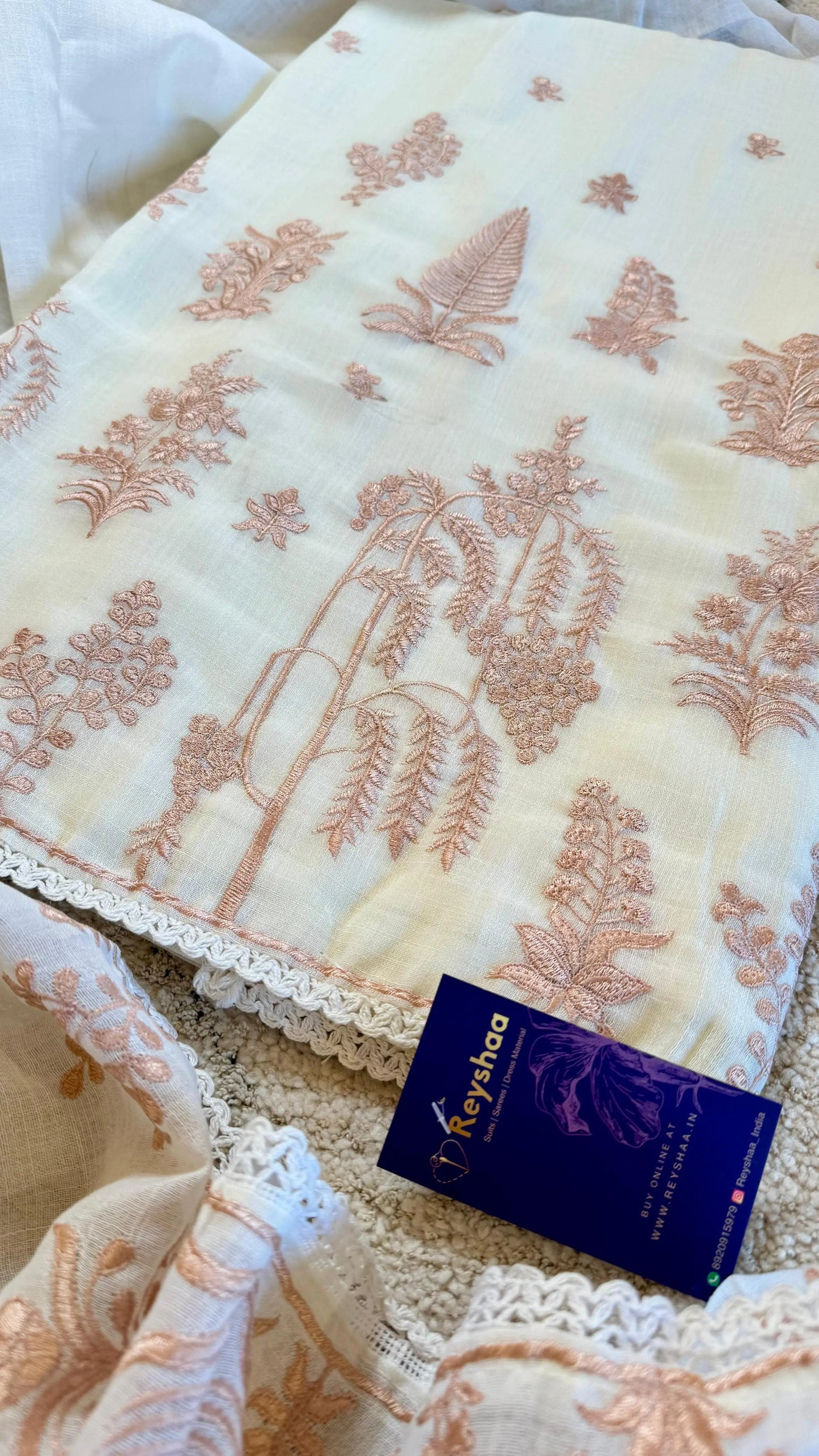 Women Linen Cotton Embroidered Suit Dress Material Reyshaa