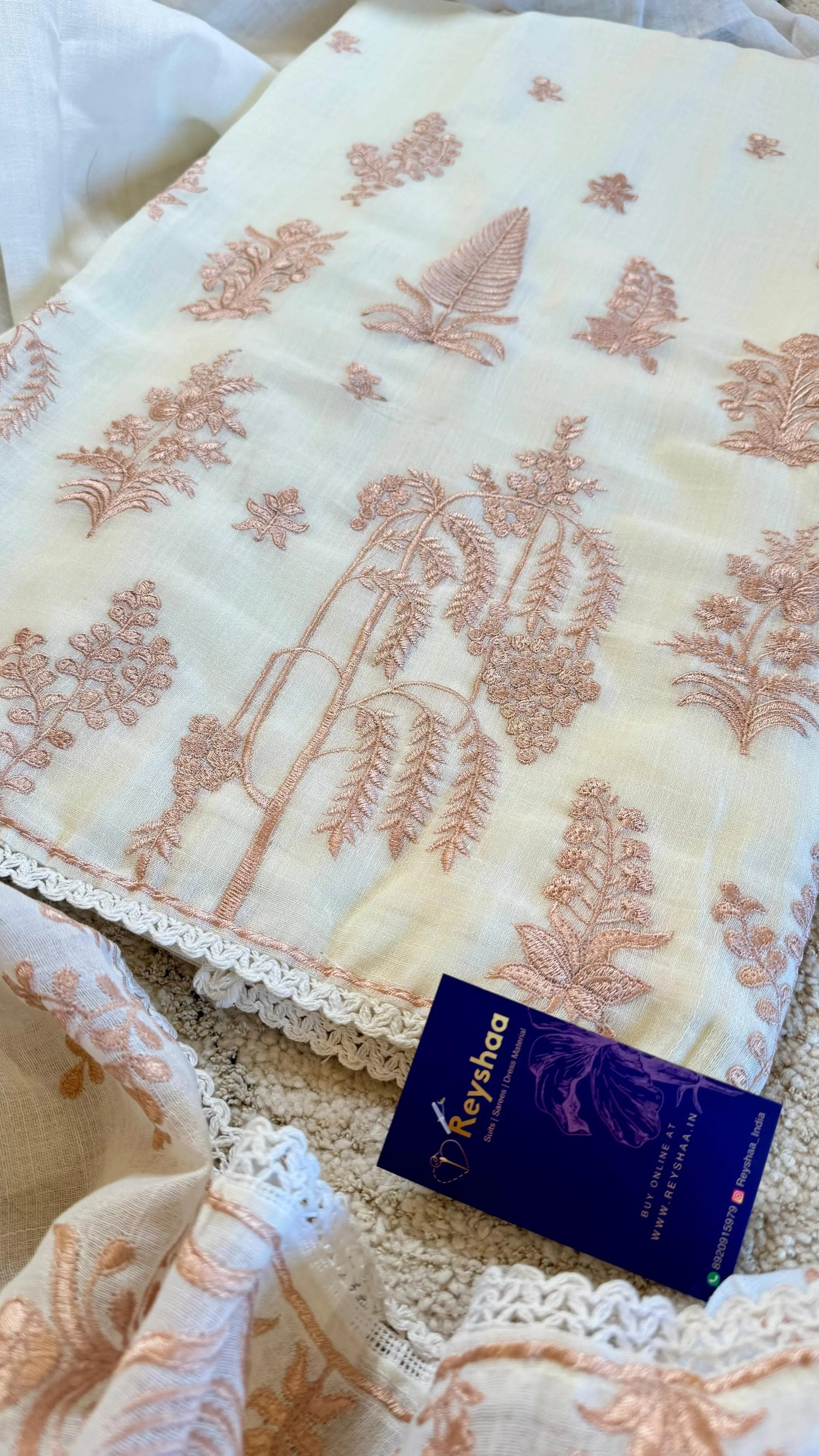 Women Linen Cotton Embroidered Suit Dress Material Reyshaa