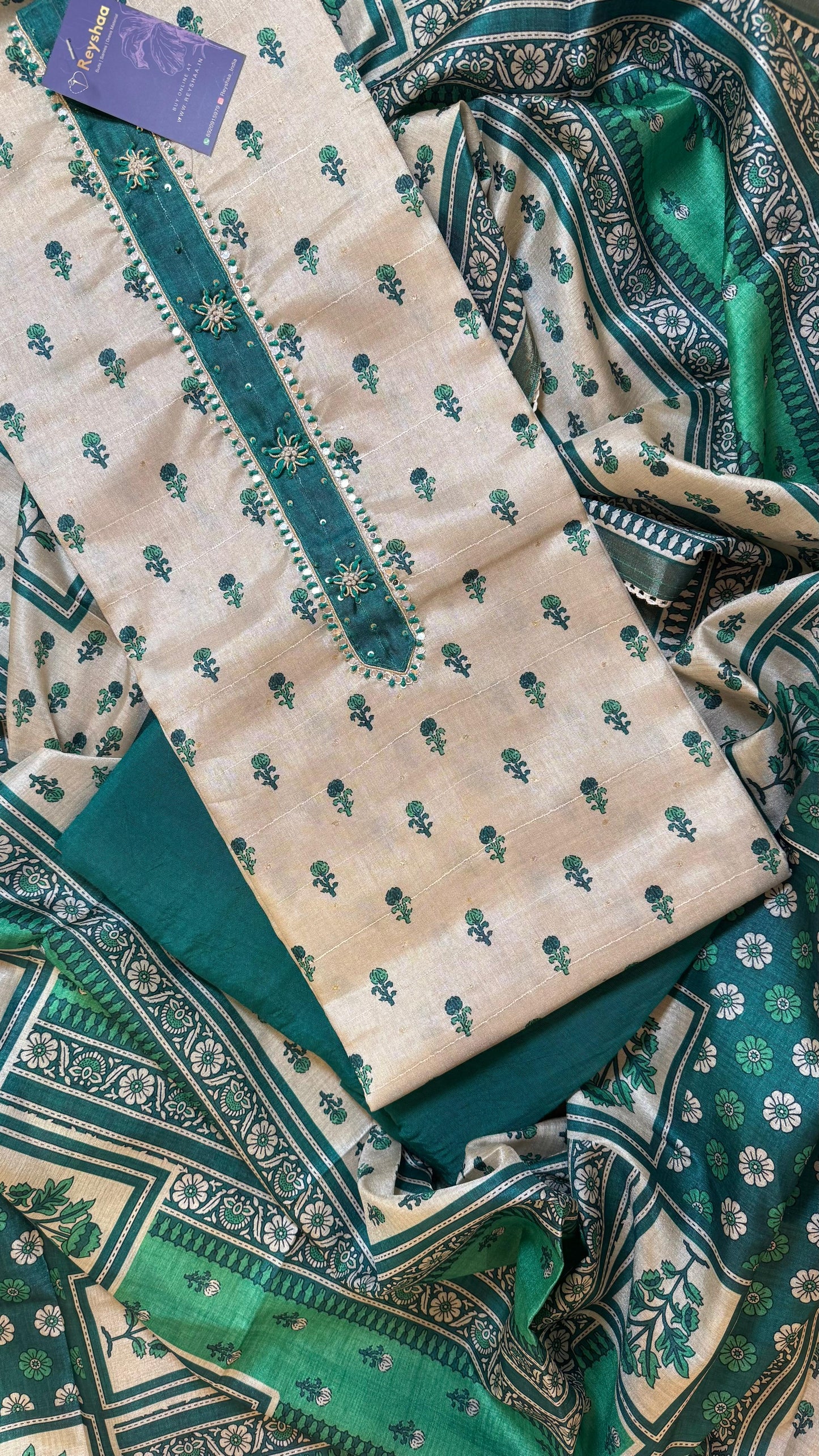 Women Handloom Tussar With Block Printing Silk Suit Dress Material Reyshaa