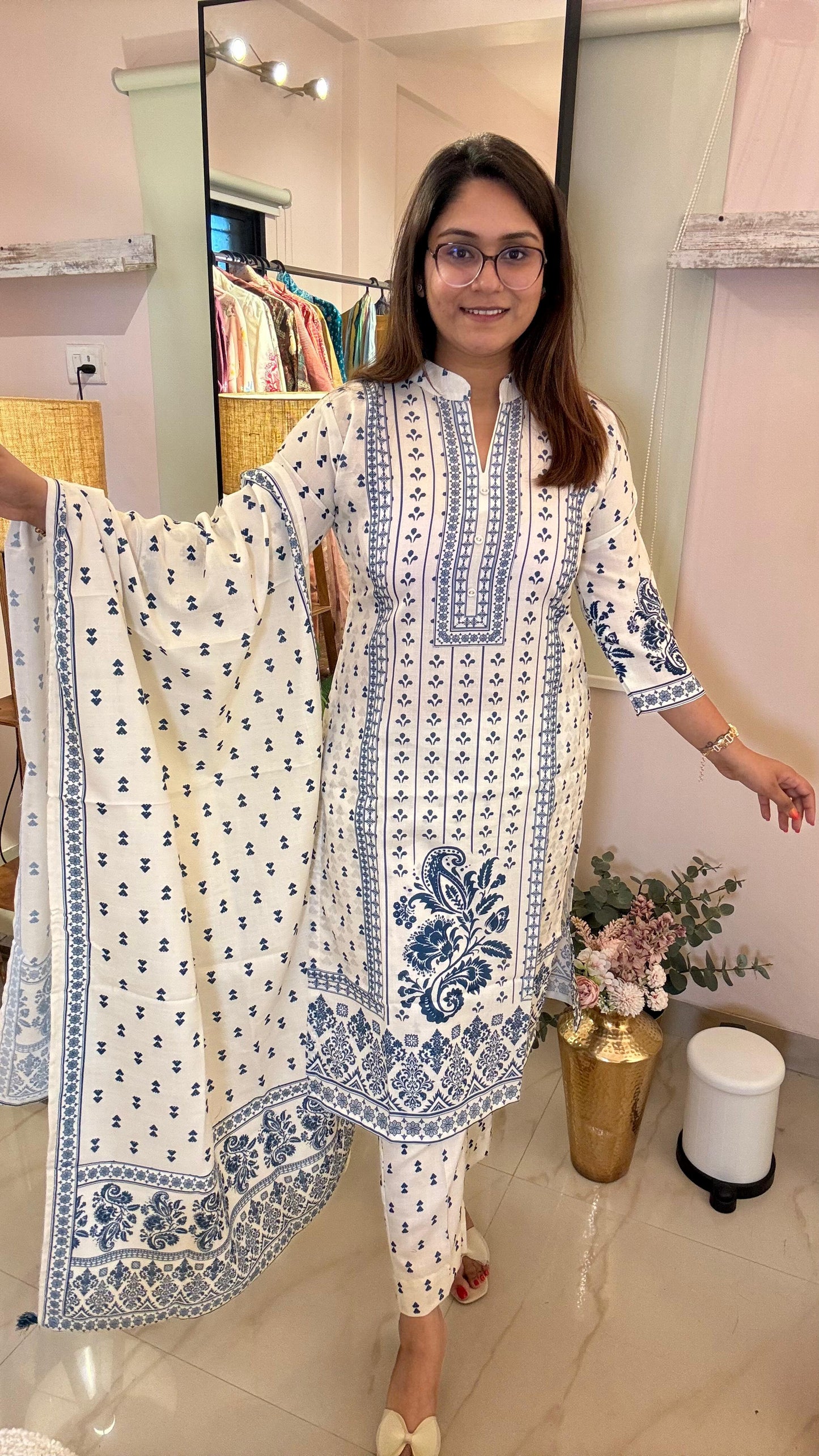Women Anita Dongre-Inspired Printed Poly Crepe Readymade Suit Set