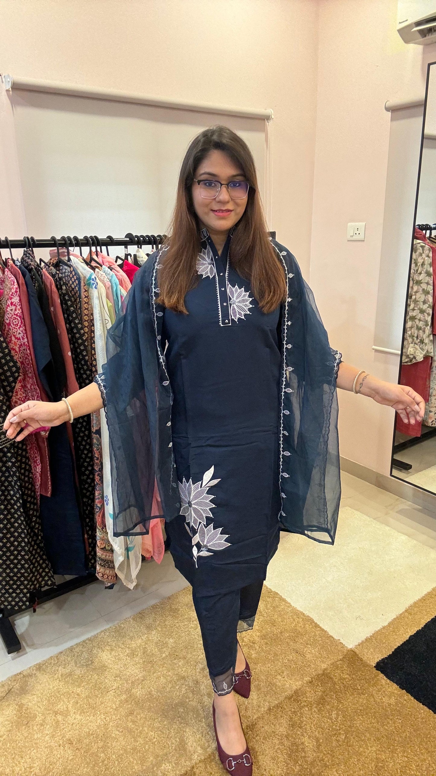 Women Roman Silk Readymade Suit Set