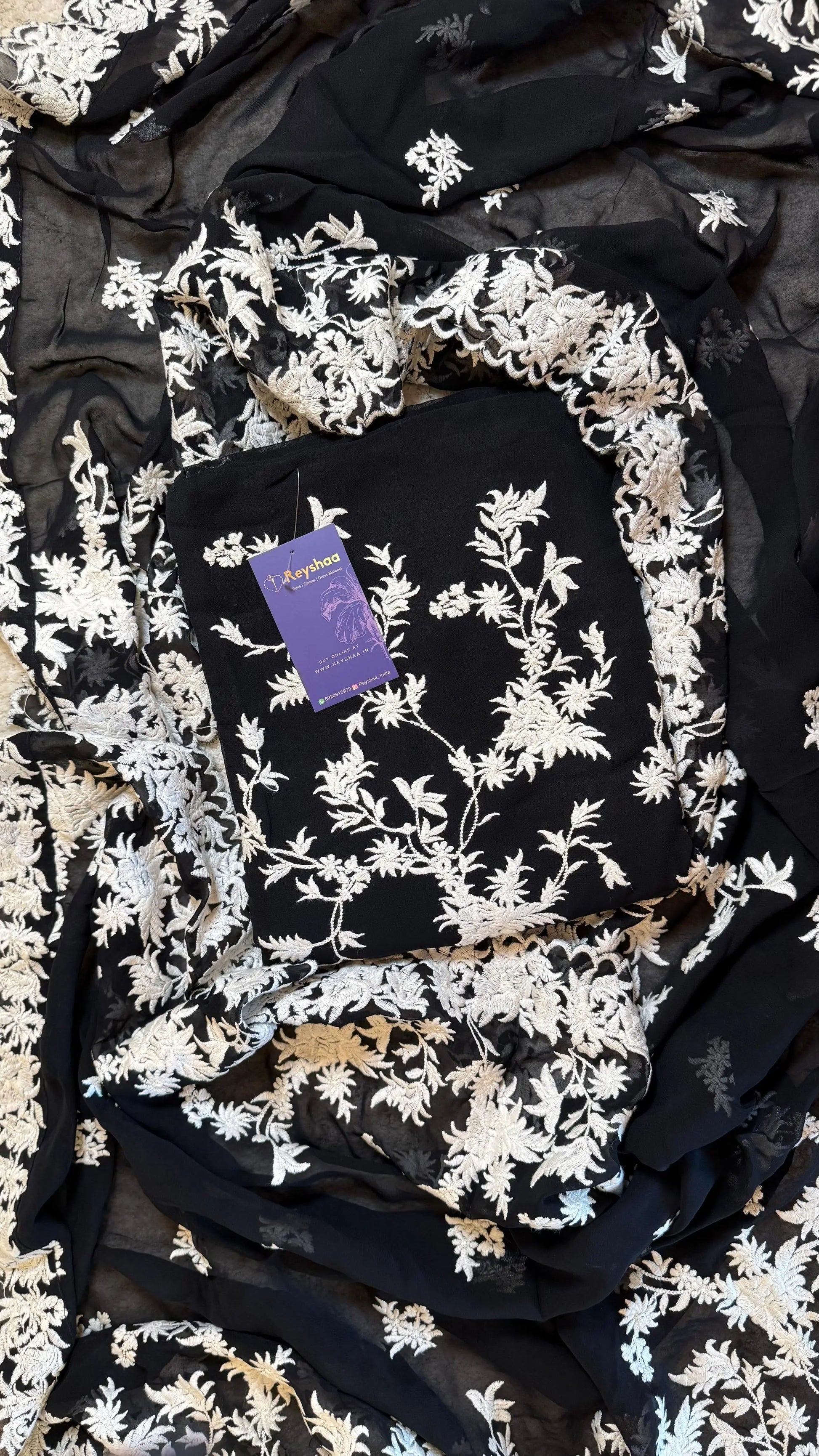 Women Pure Georgette All Over Jaal Embroidery Suit Dress Material Reyshaa