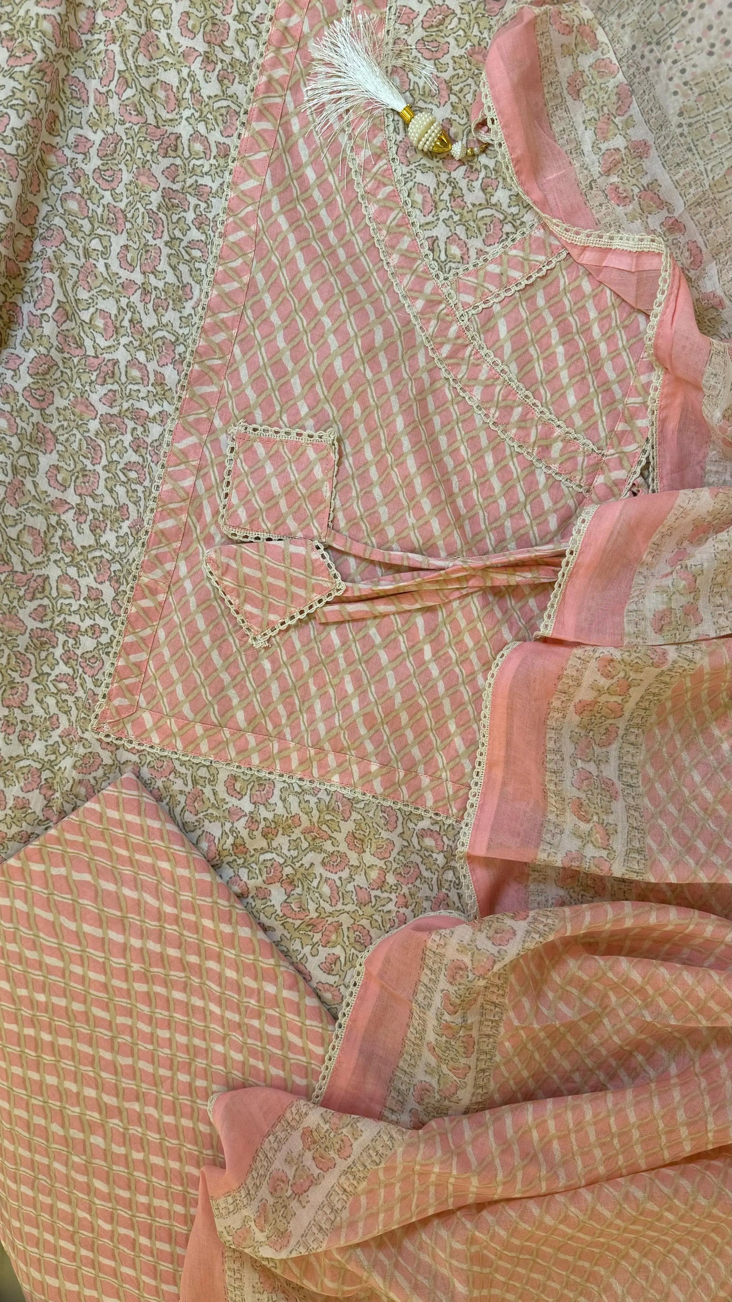 Women Cambric Cotton Printed Anrakha Suit Dress Material