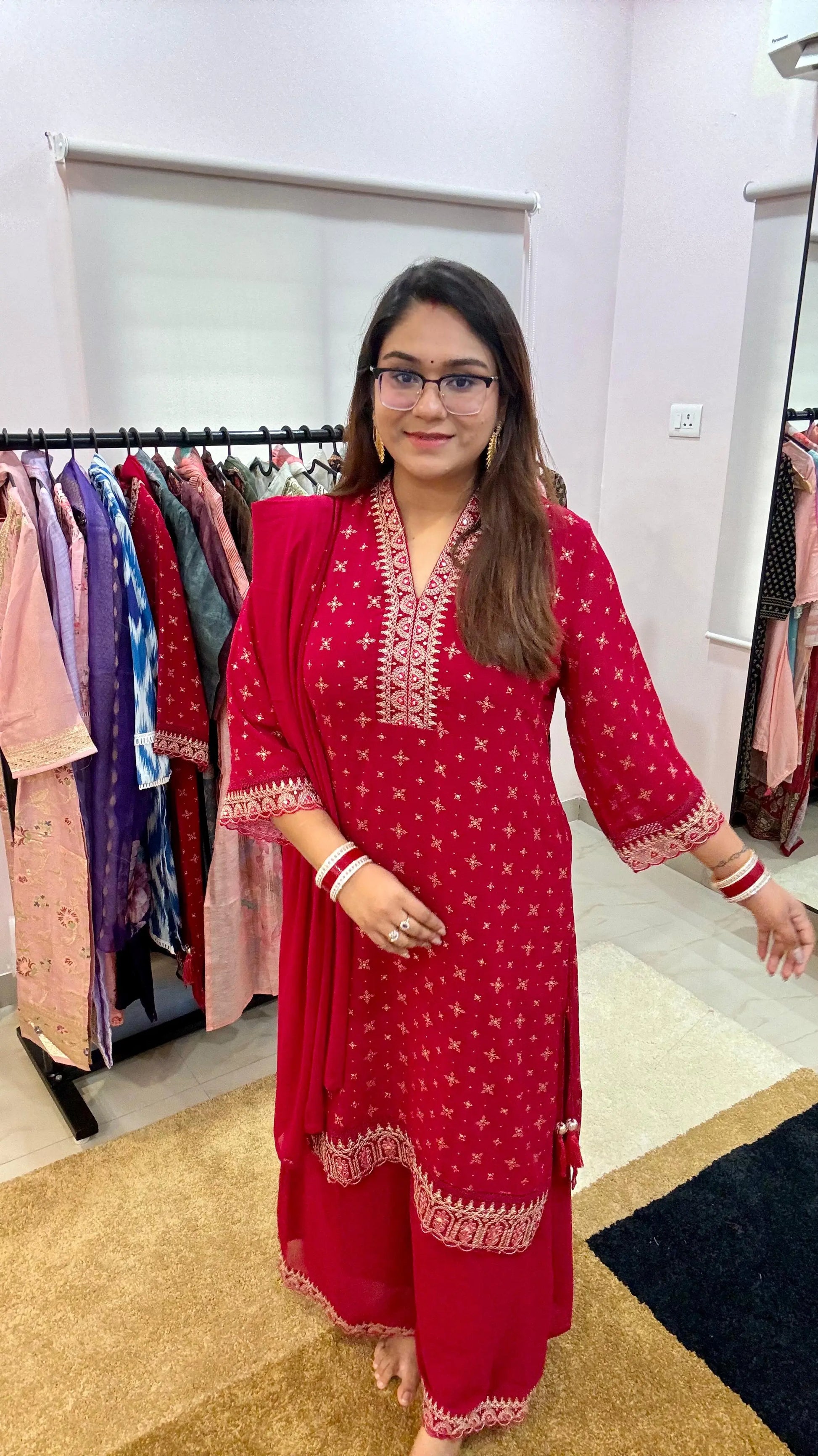 Women Pure Georgette Readymade Suit Set