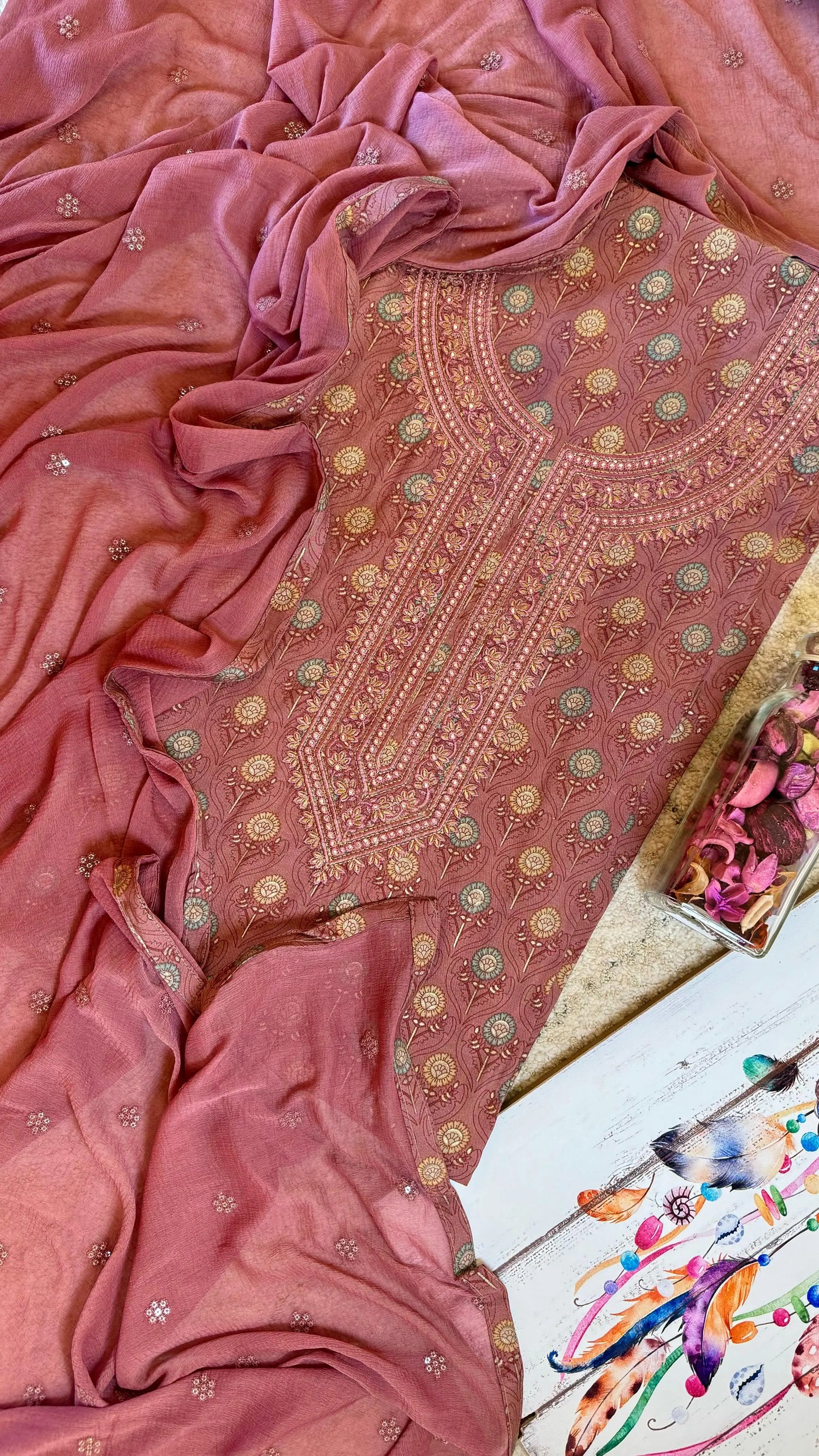 Women Pure Muslin Printed Suit Dress Material