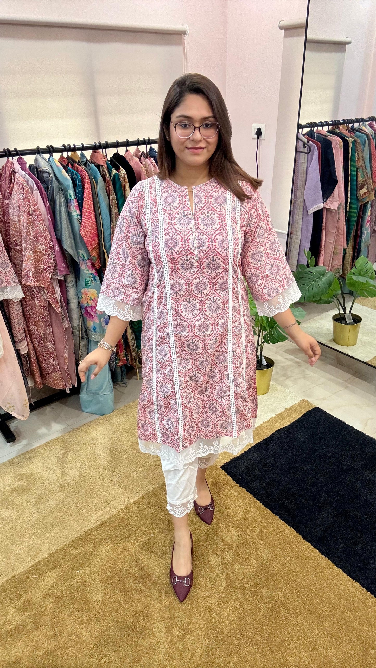 Women Pure Cotton Frock Style Readymade Suit Set
