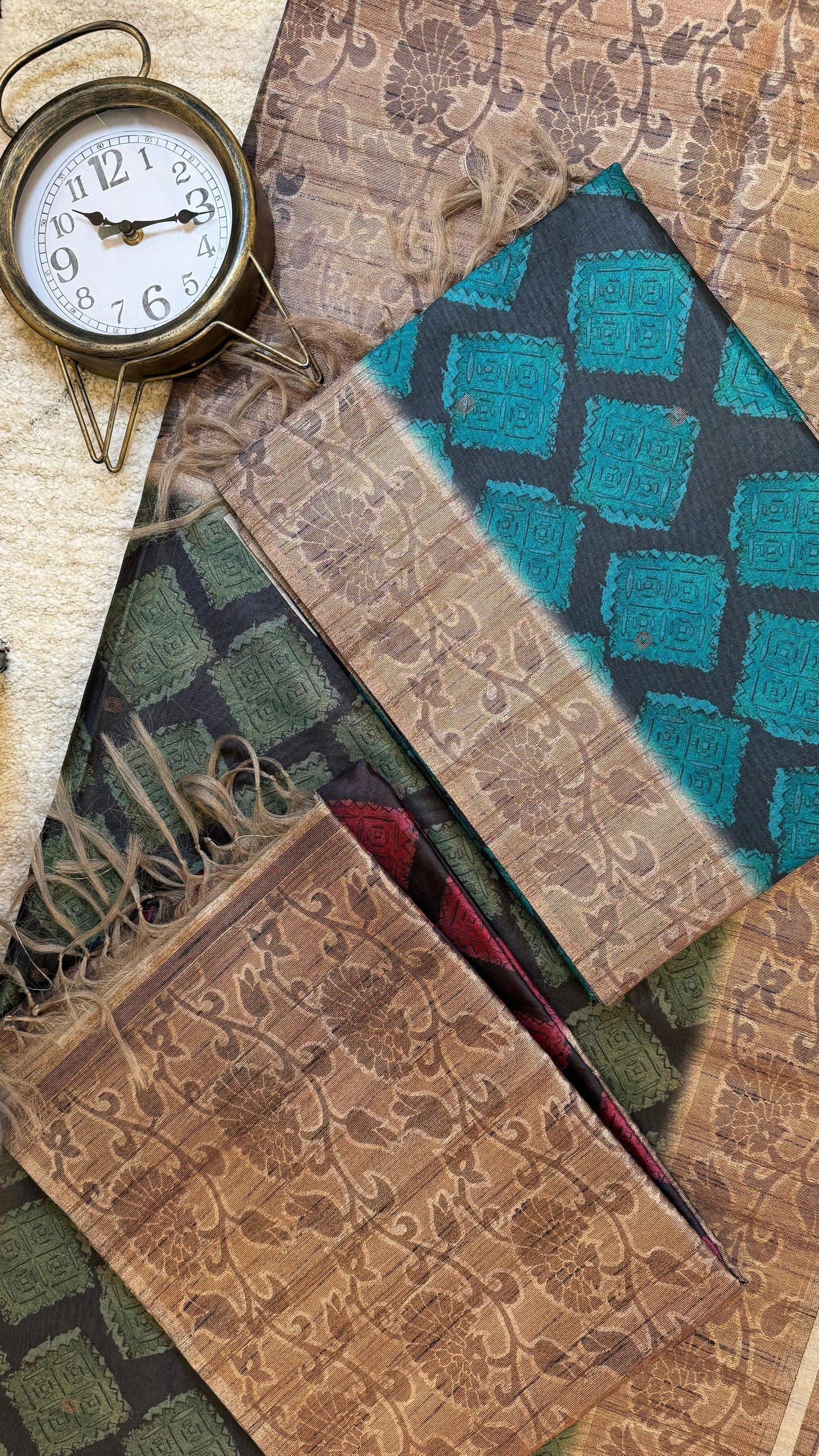 Women Bangalore Silk Boota Madhubani Saree