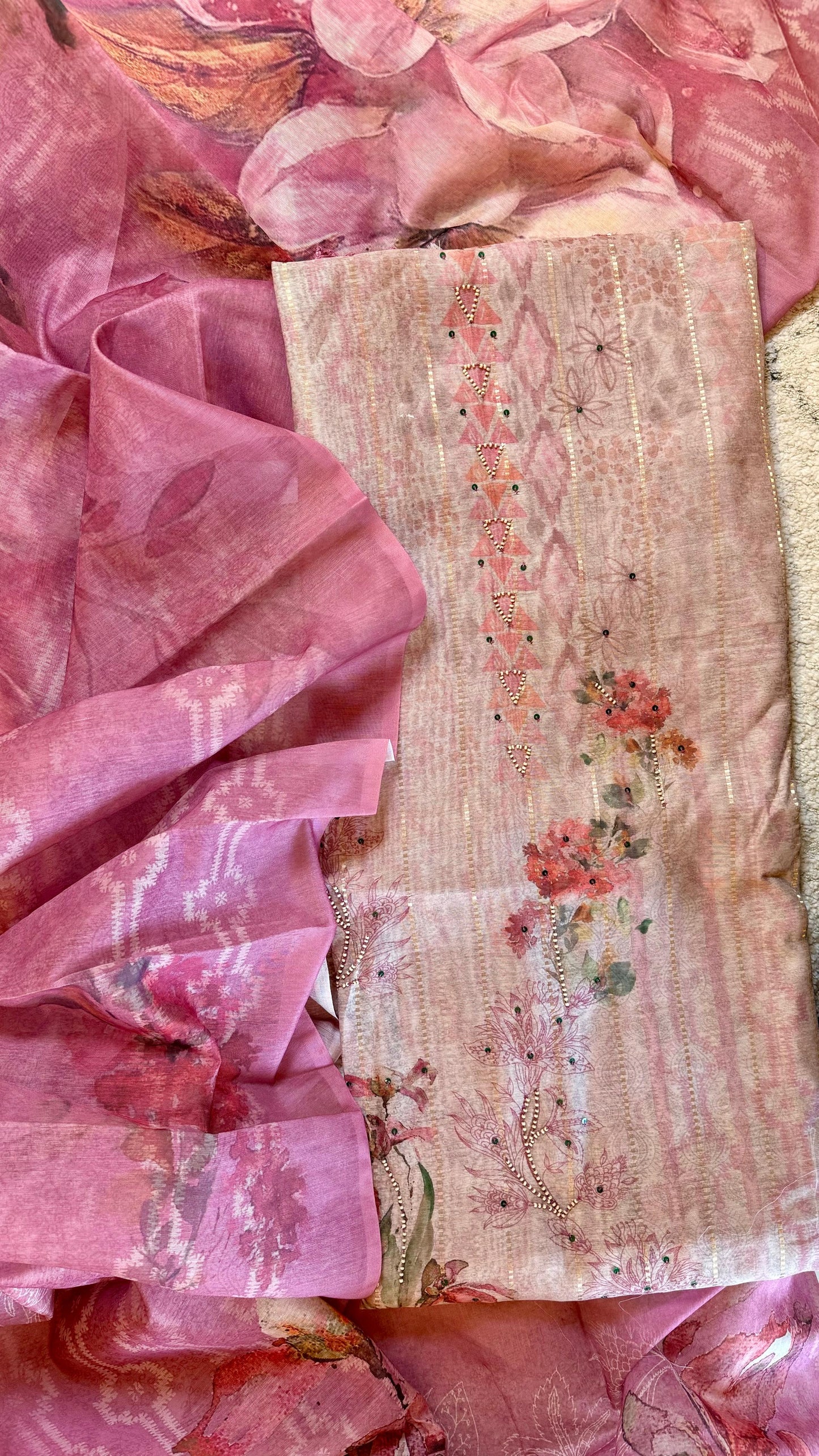 Women Chanderi Cotton Digital Print Suit Dress Material