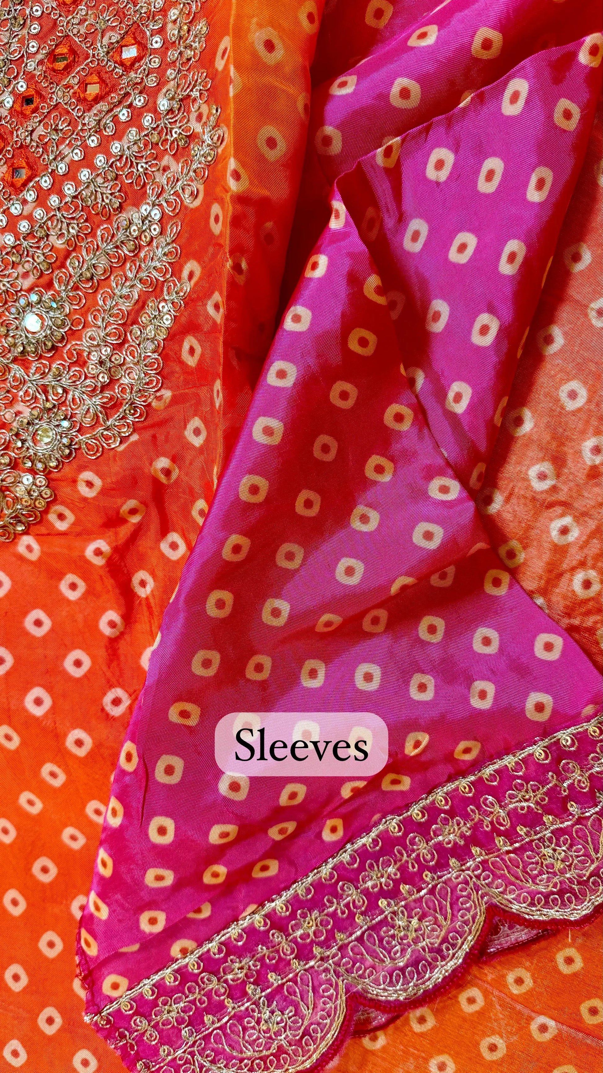 Satin Silk Bandhej Print Suit Dress Material