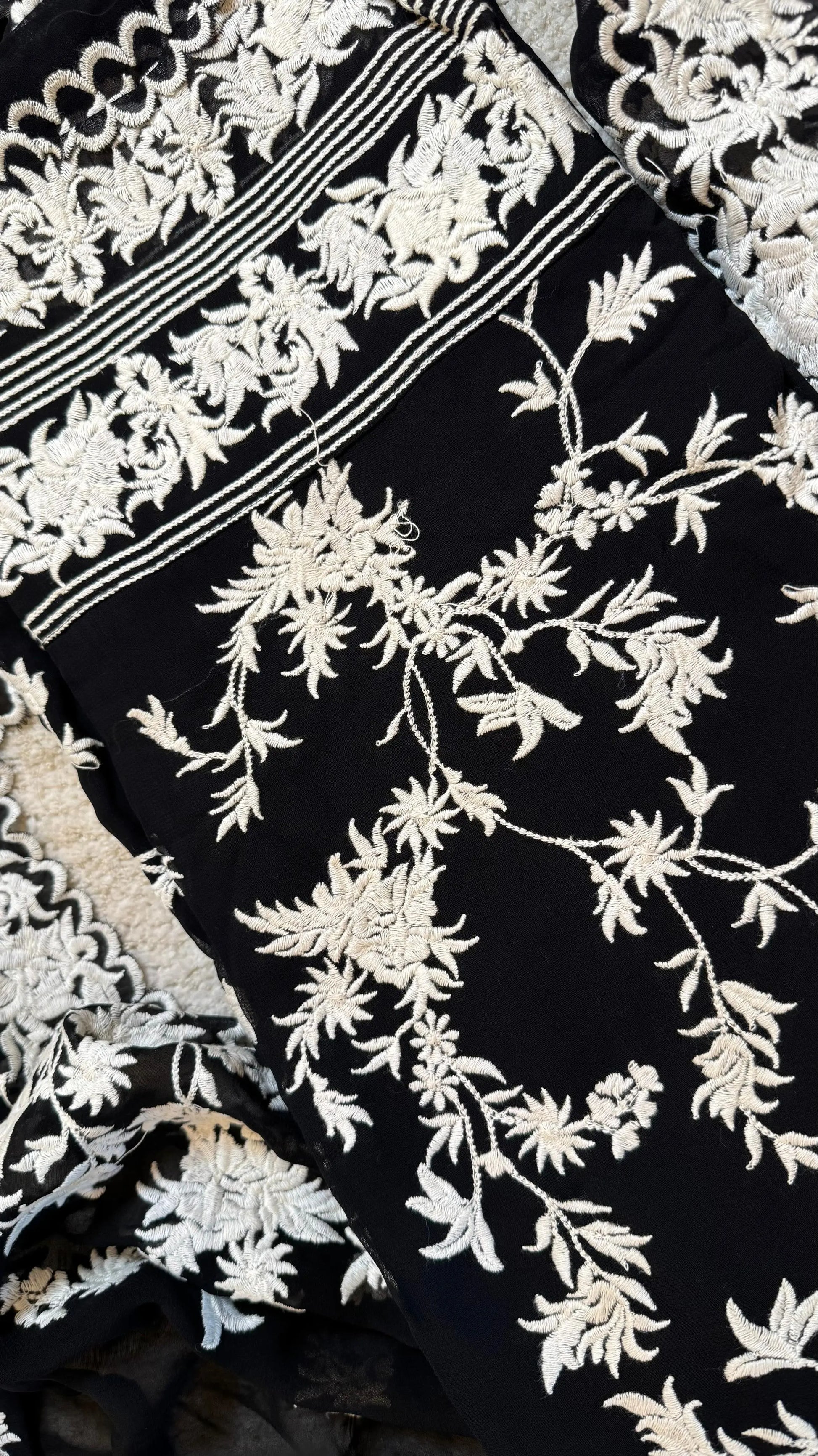 Women Pure Georgette All Over Jaal Embroidery Suit Dress Material Reyshaa