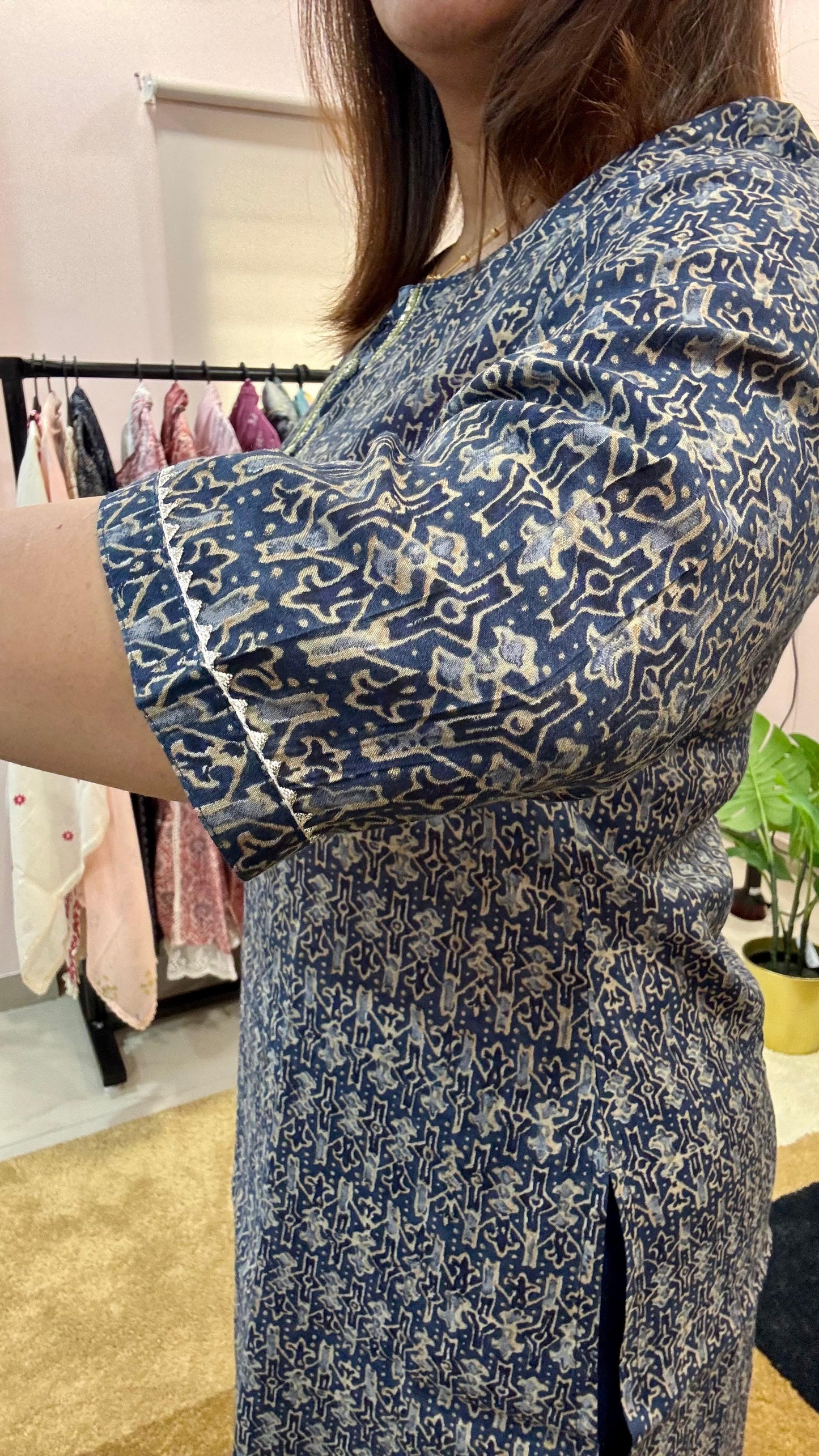Women Pure Muslin Tribal Print Readymade Suit Set