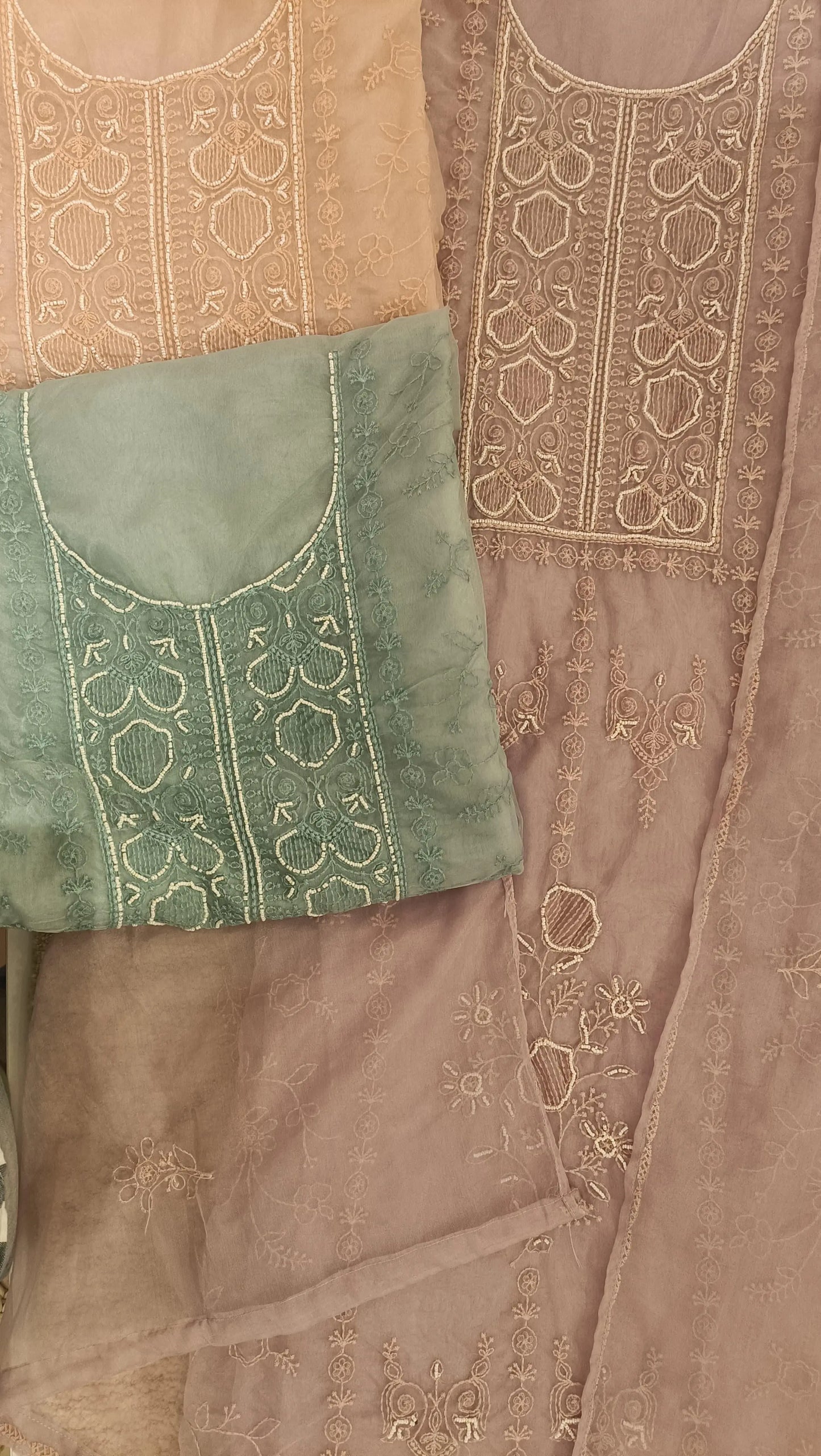 Women Organza Thread Embroidery Suit Dress Material Reyshaa