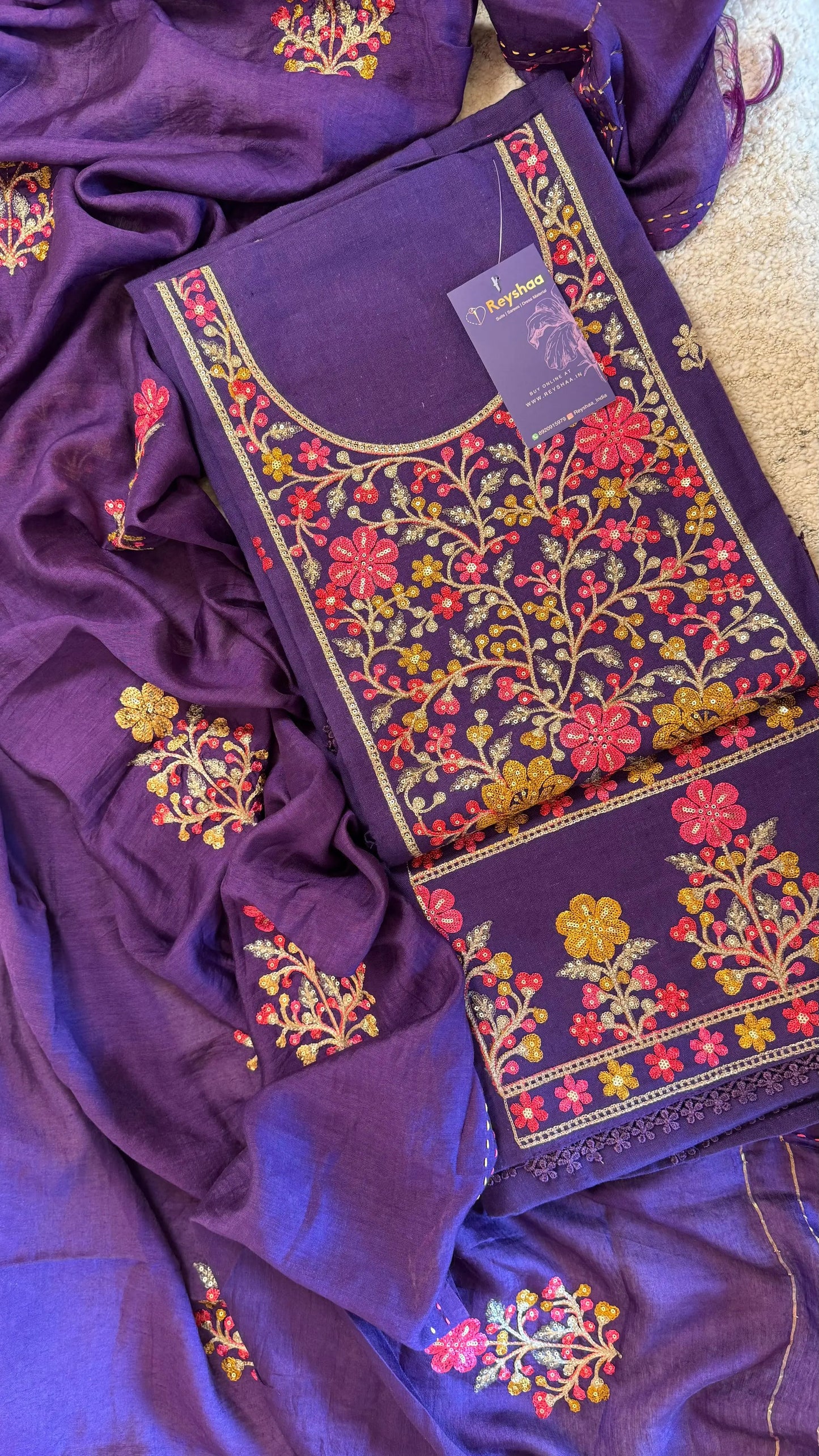 Women South Cotton Aari Embroidery Suit Dress Material Reyshaa