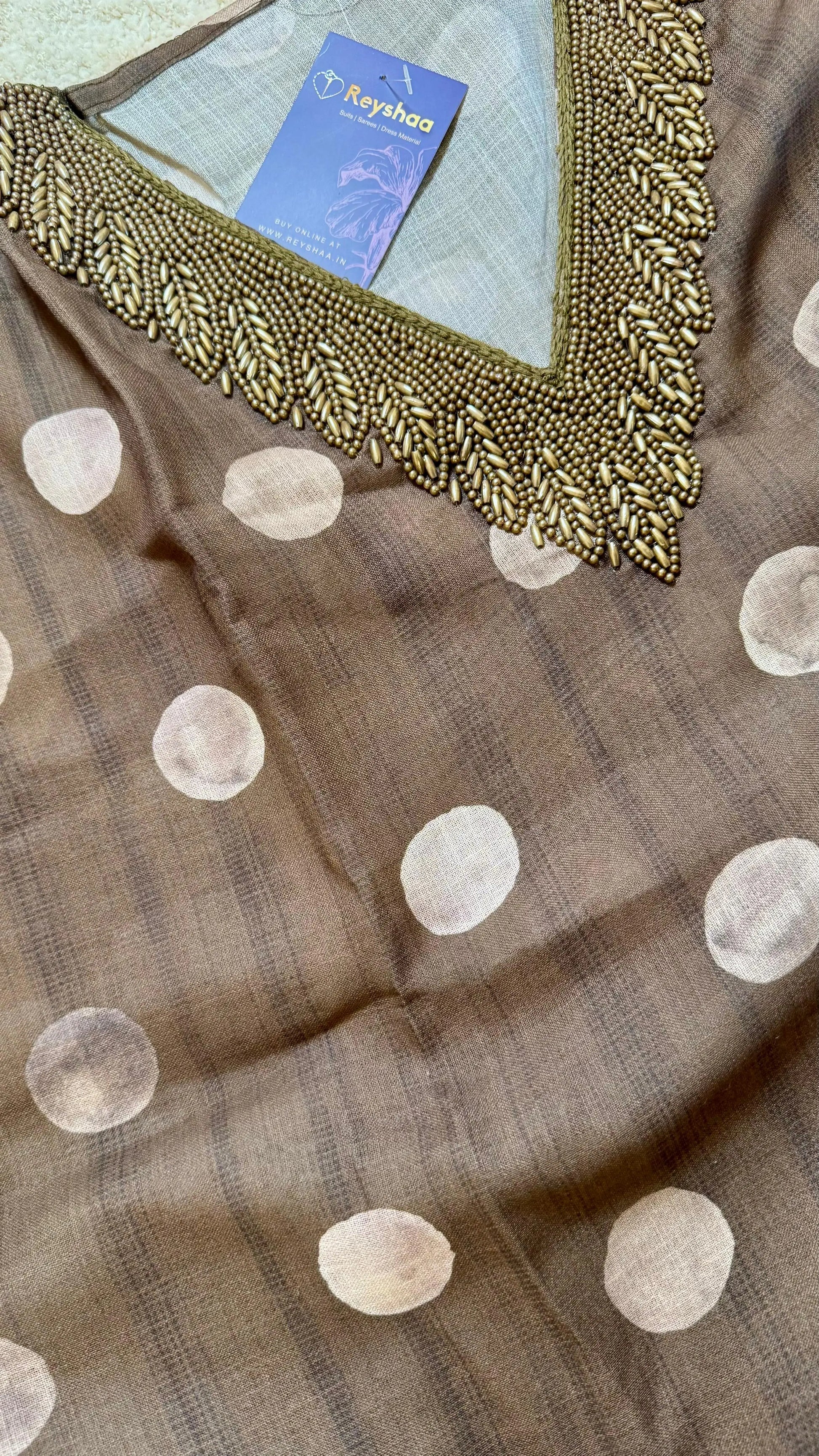 Women Maheshwari Cotton Polka Dot Print Suit Dress Material Reyshaa