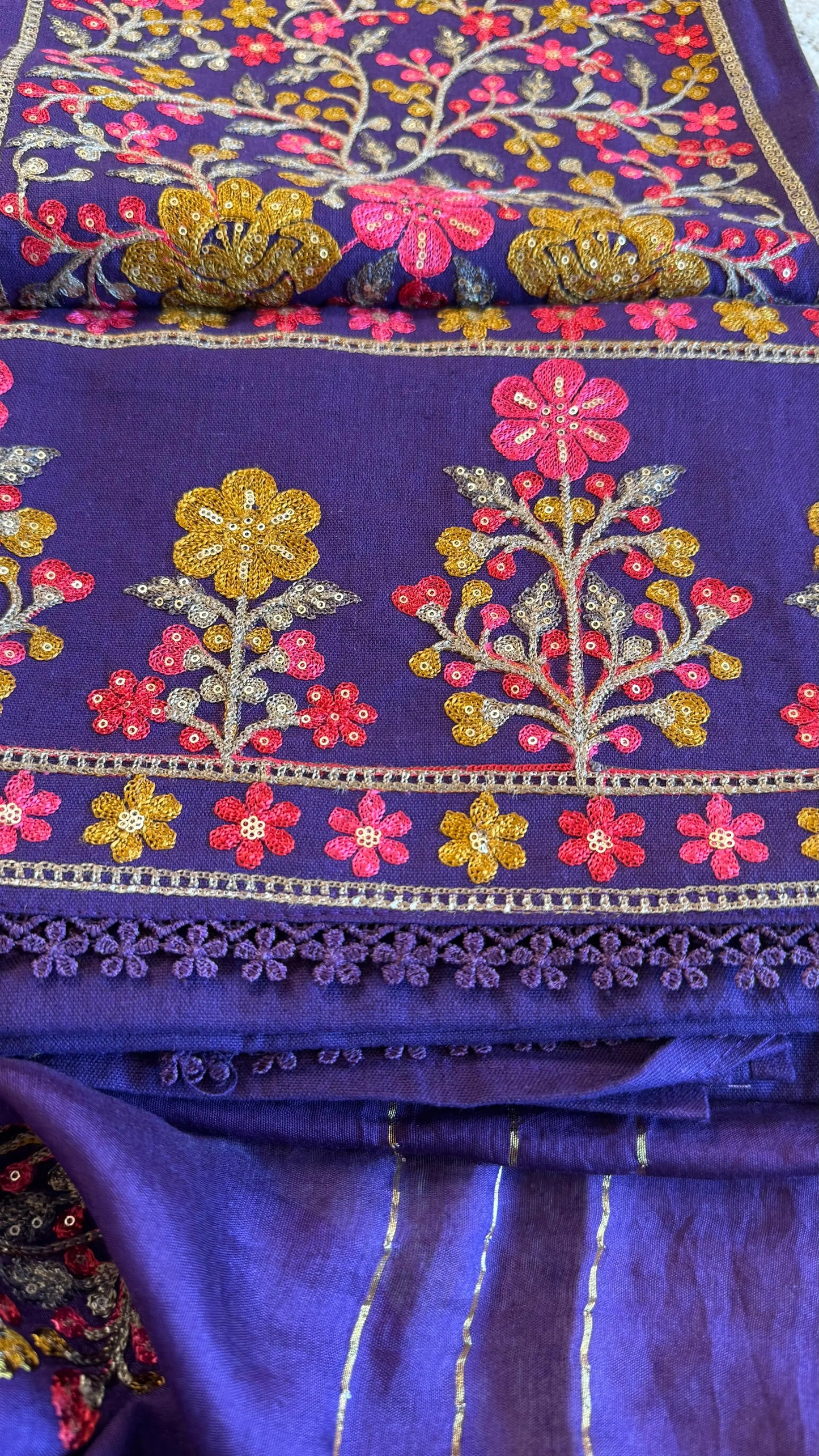 Women South Cotton Aari Embroidery Suit Dress Material Reyshaa