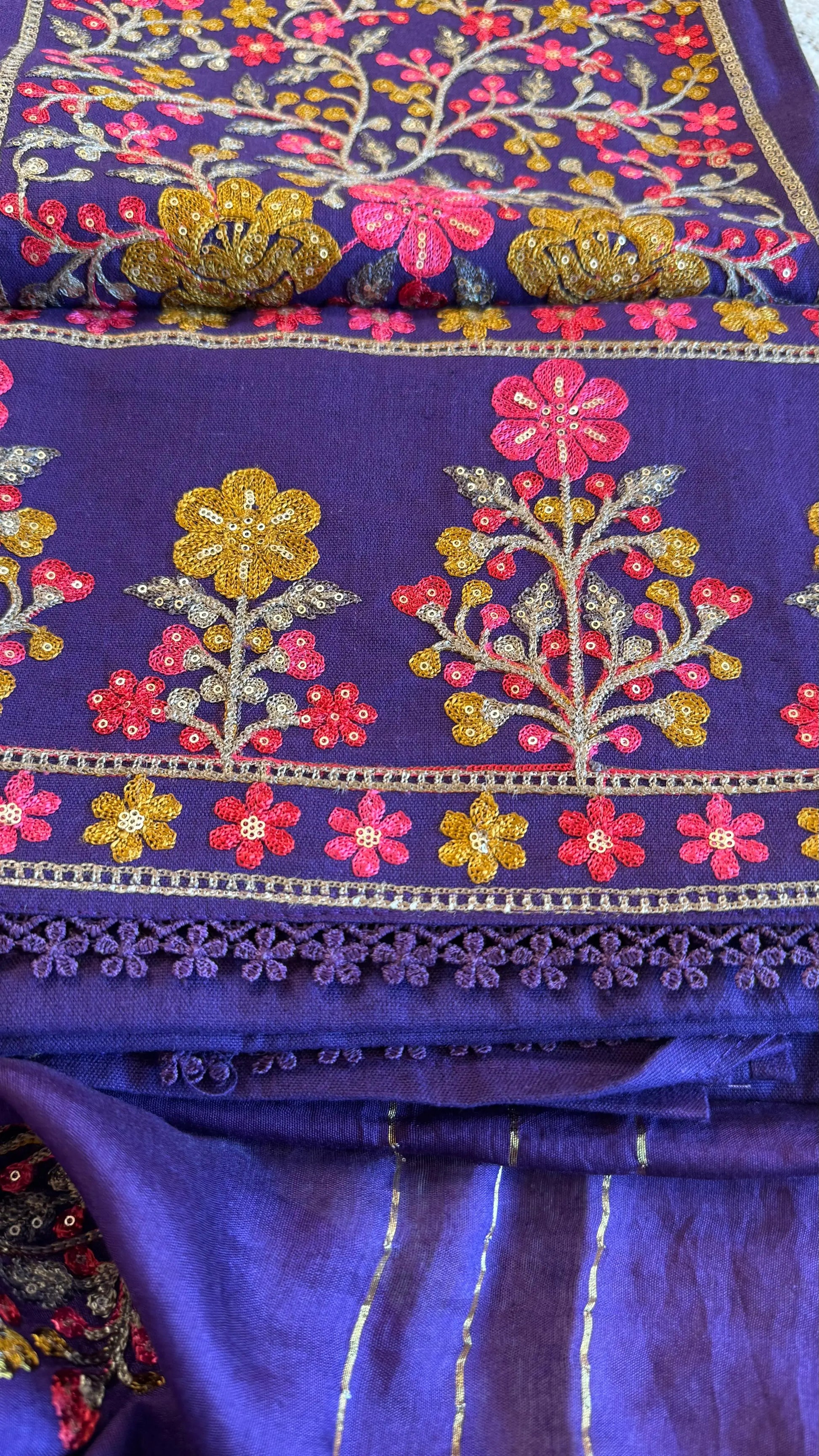 Women South Cotton Aari Embroidery Suit Dress Material Reyshaa