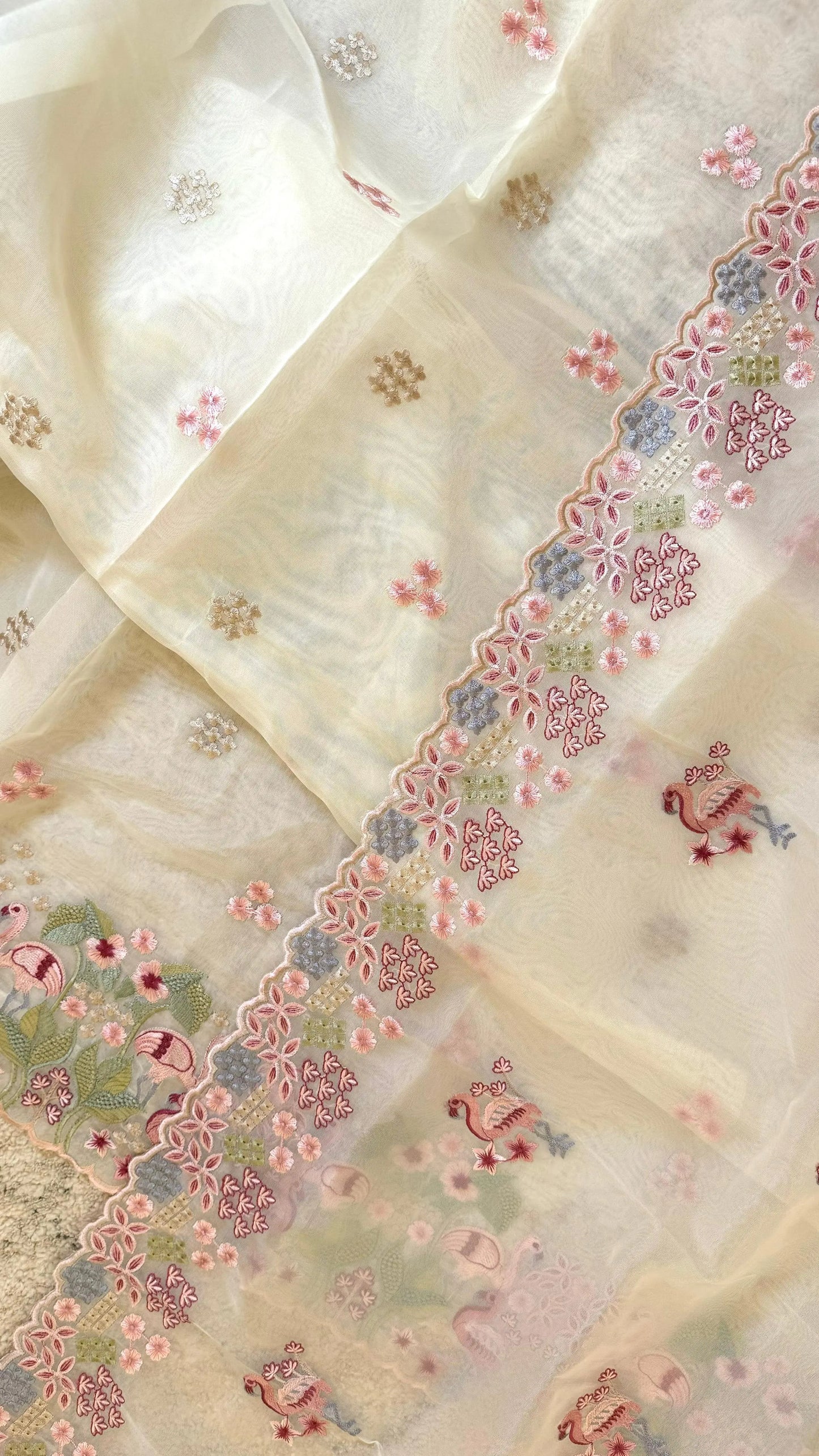 Women Premium Organza Silk Embroidered Designer Suit Dress Material