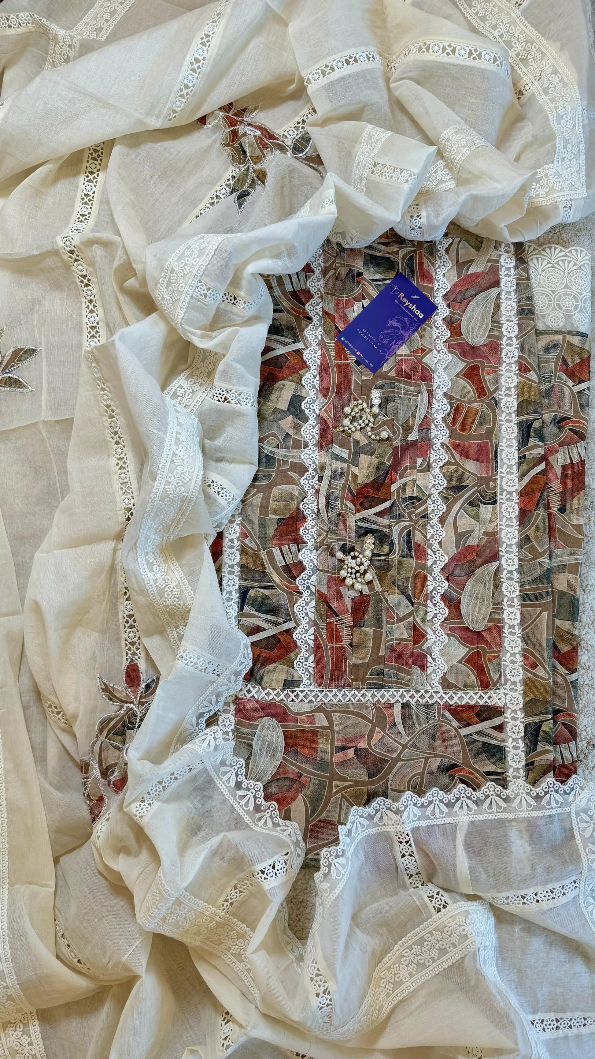 Women Pure Lawn Cotton Botanical Print Pakistani Suit Dress Material Reyshaa