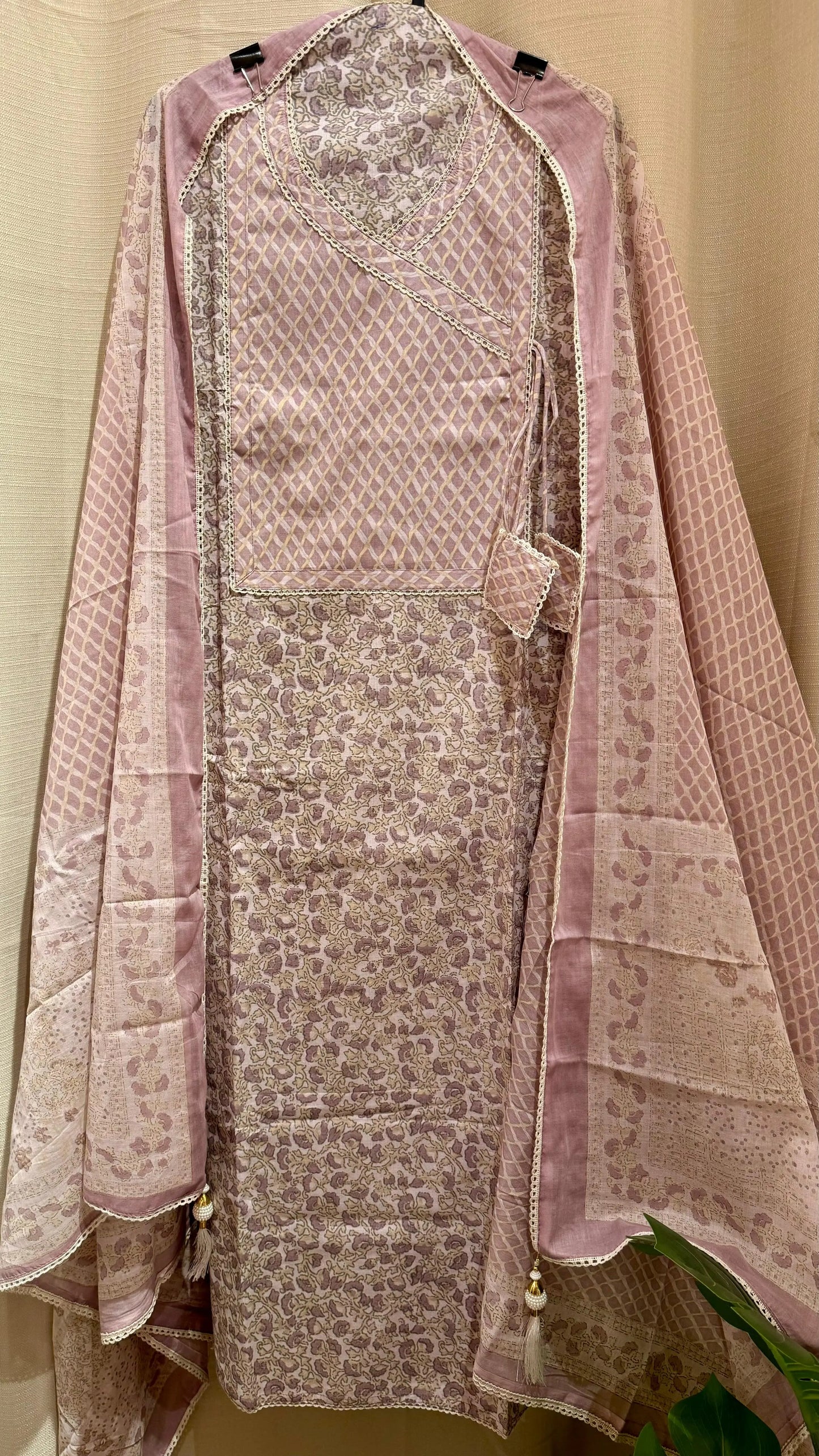 Women Cambric Cotton Printed Anrakha Suit Dress Material