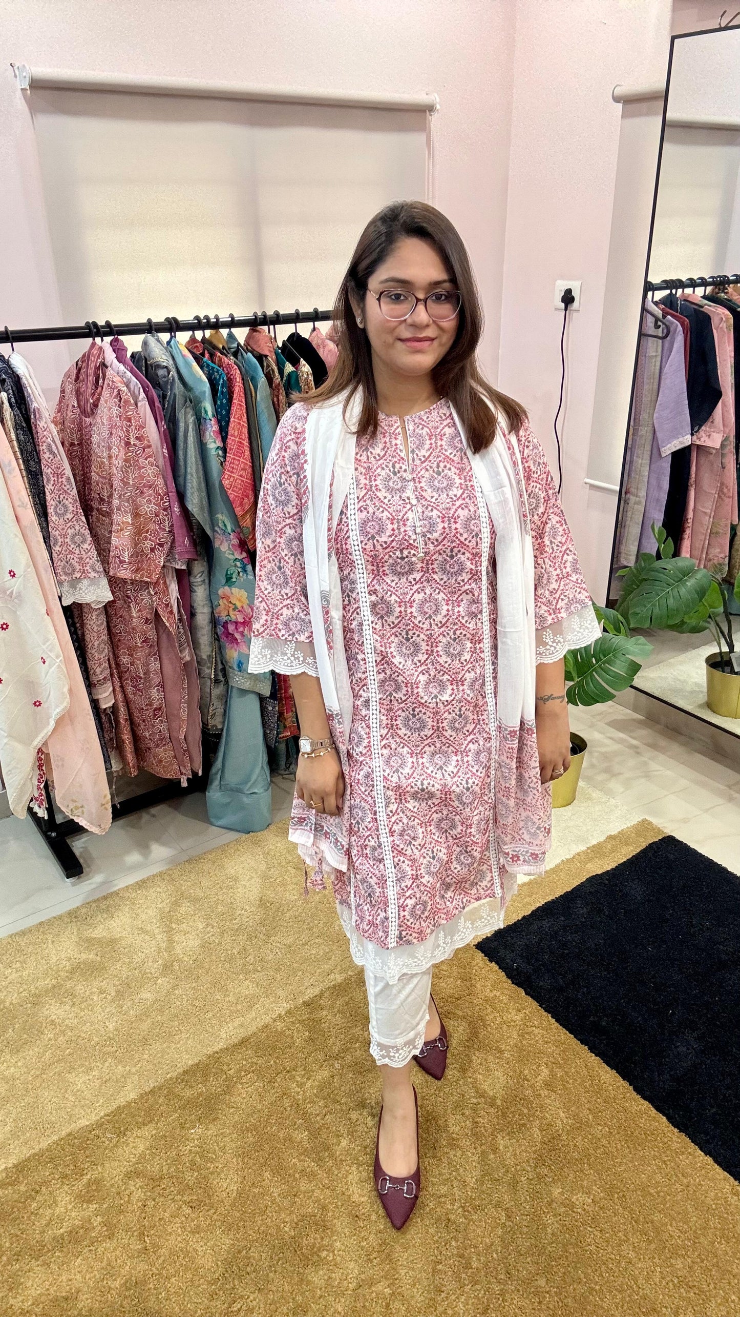 Women Pure Cotton Frock Style Readymade Suit Set